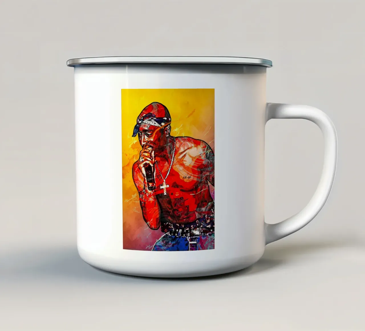 Tupac tazza in smalto da tenten