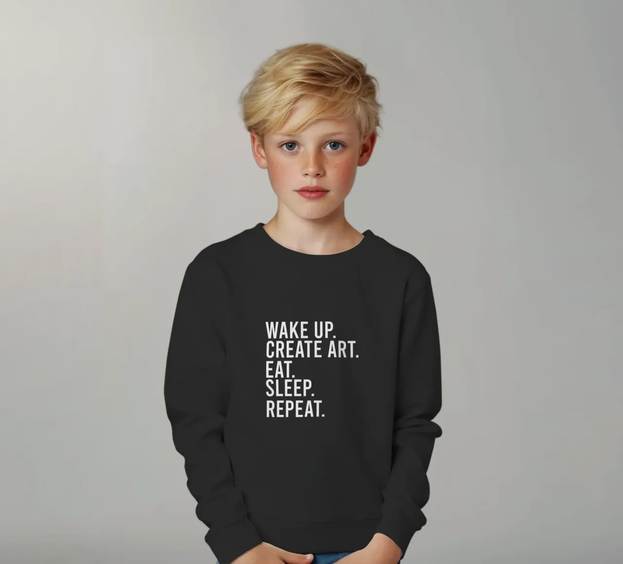 Wake up create art eat sleep repeat felpa bambino da happieeagle