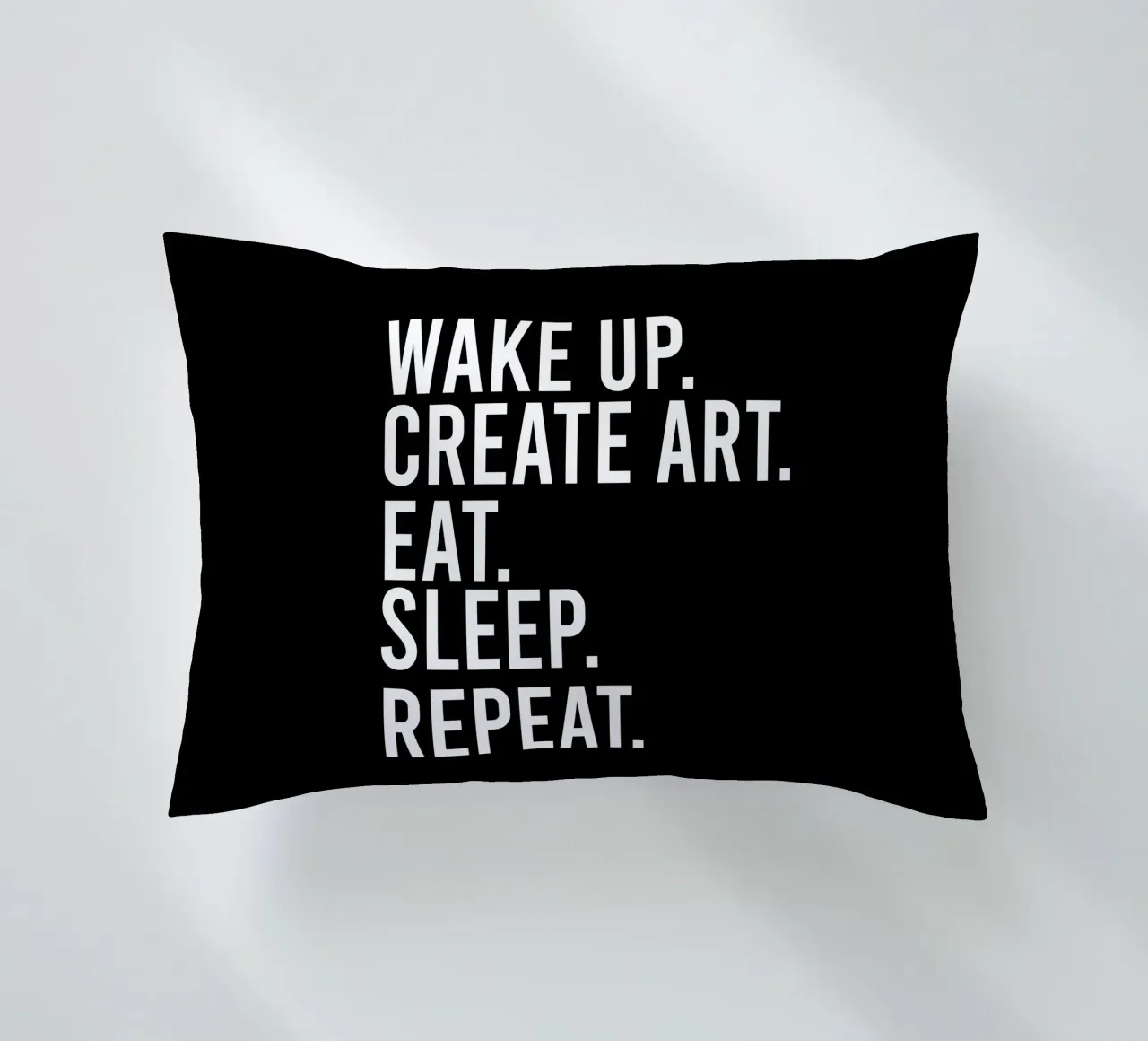 Wake up create art eat sleep repeat Kissen von happieeagle
