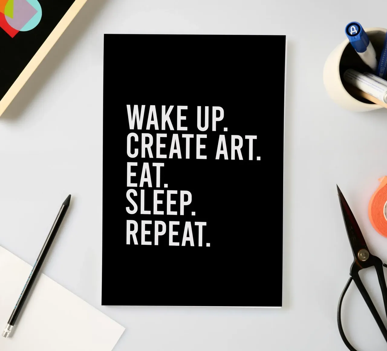 Wake up create art eat sleep repeat notebook by happieeagle
