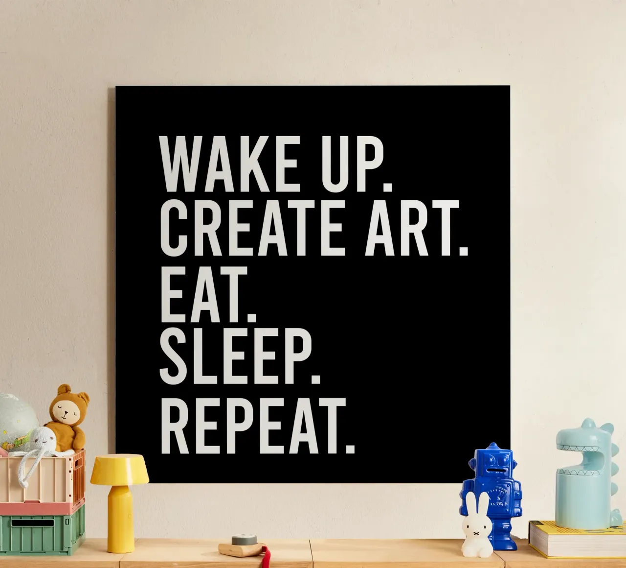 Wake up create art eat sleep repeat plexiglass da happieeagle