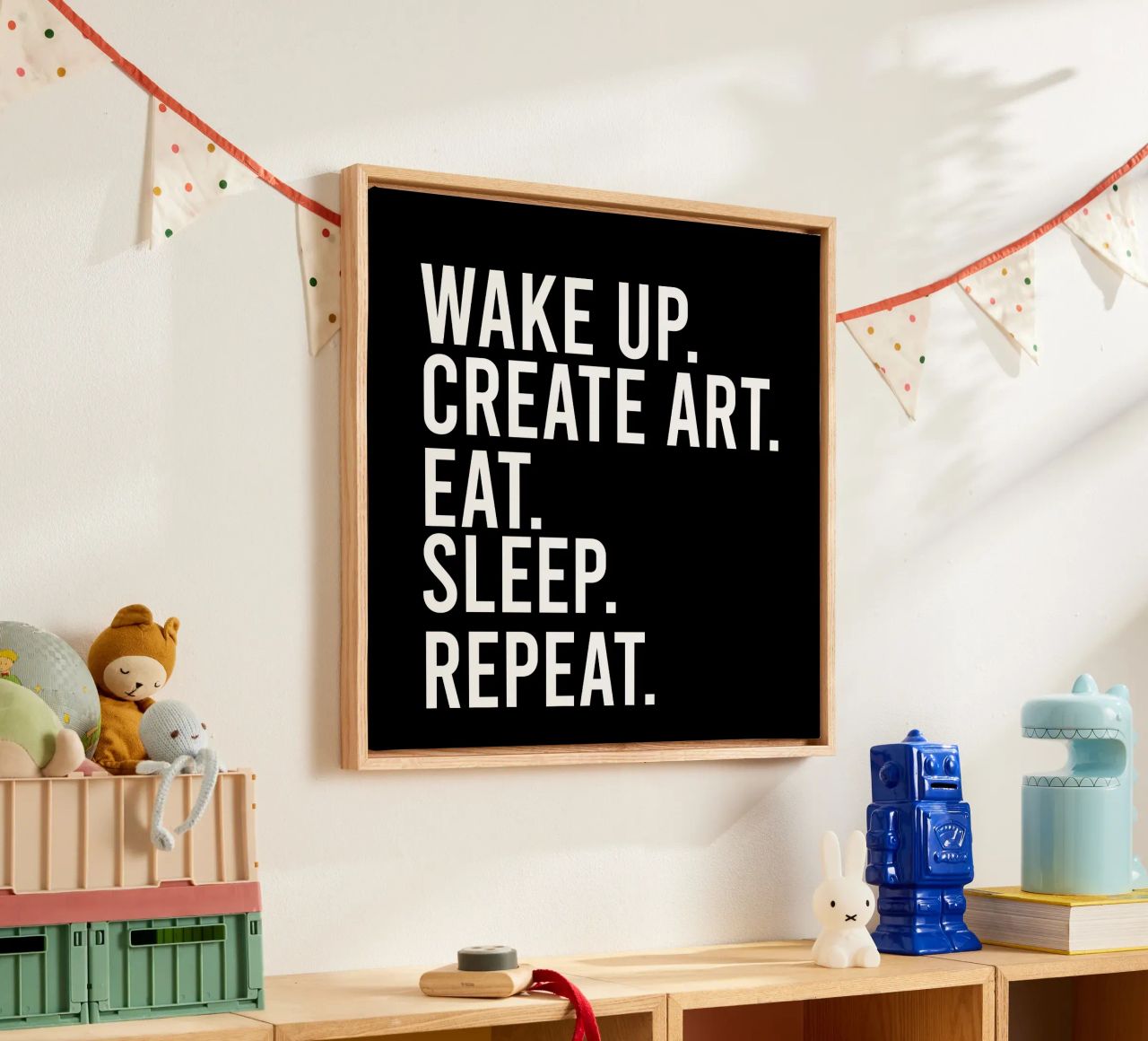 Wake up create art eat sleep repeat tela da happieeagle