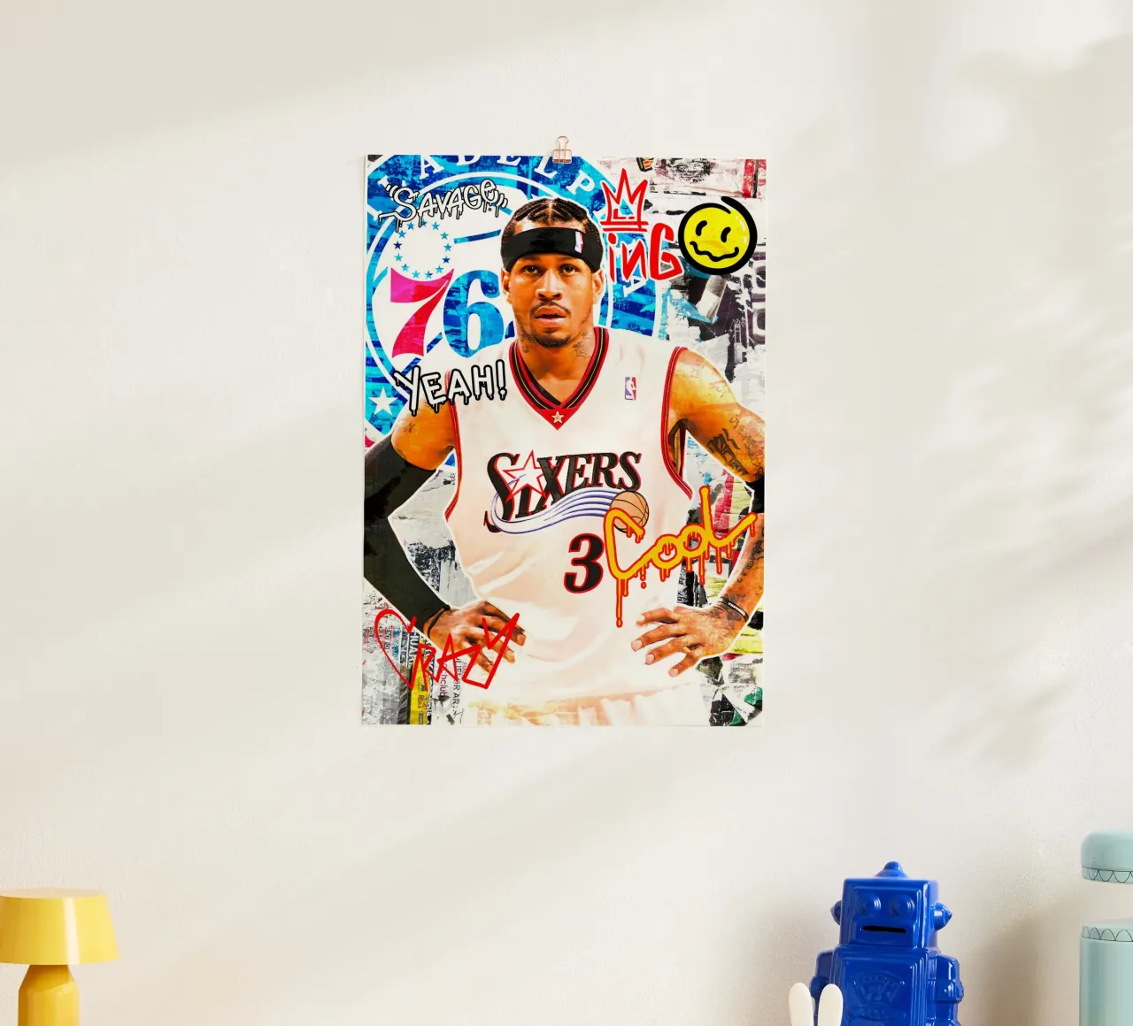 Allen Iverson Philadelphia Sixers 2 poster con telaio in legno da tenten