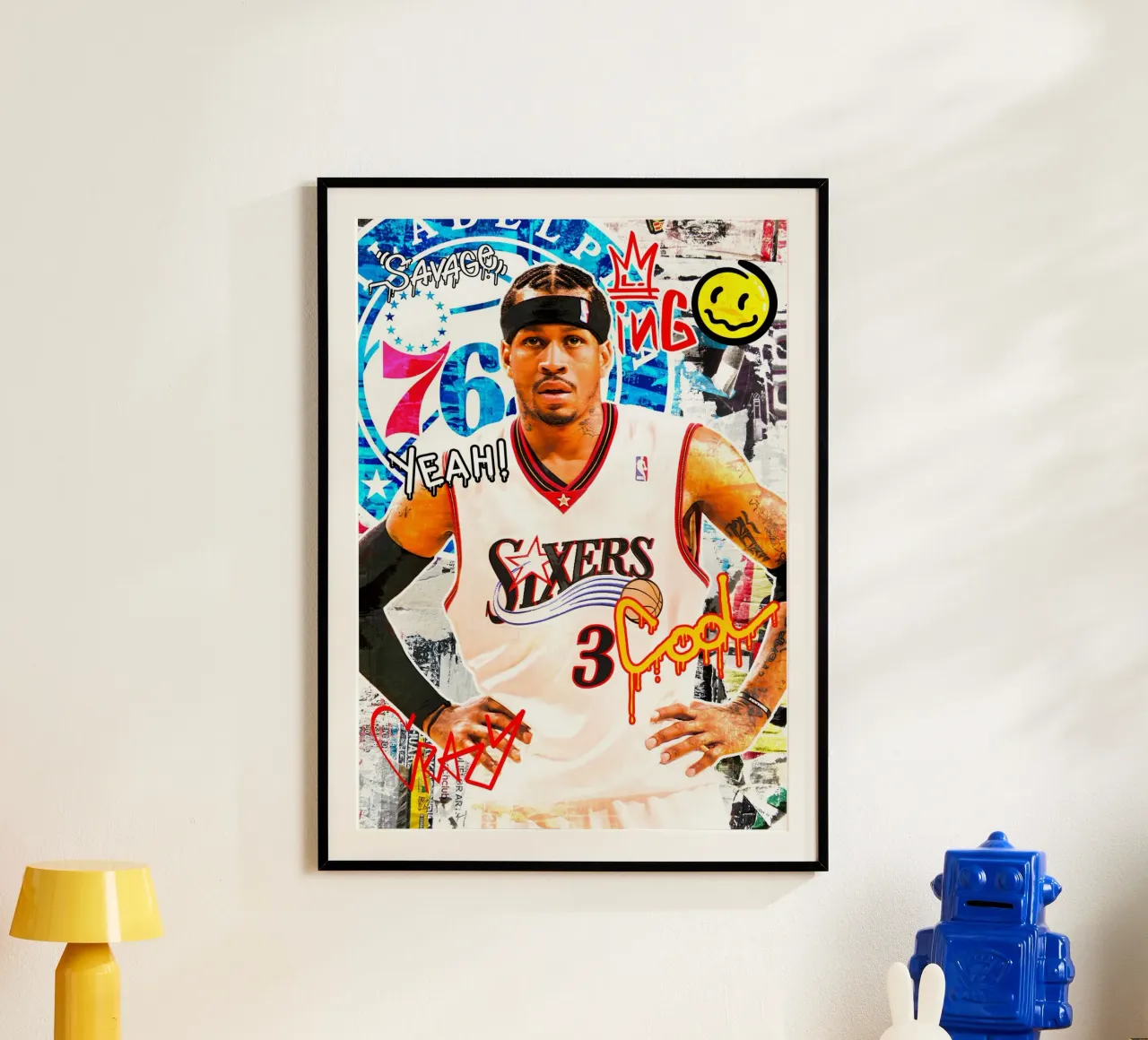 Allen Iverson Philadelphia Sixers 2 poster con telaio in legno da tenten