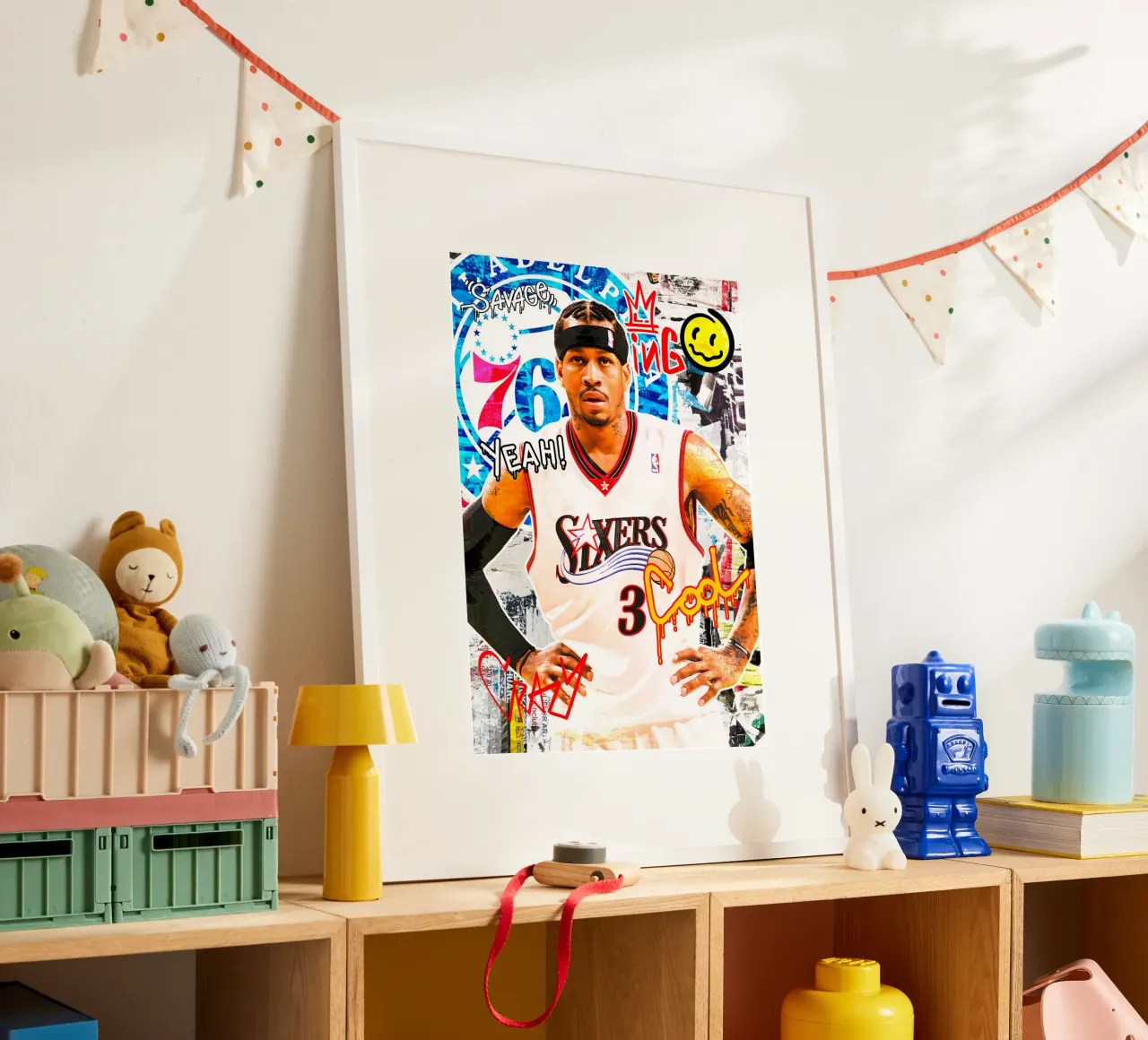 Allen Iverson Philadelphia Sixers 2 poster con telaio in legno da tenten