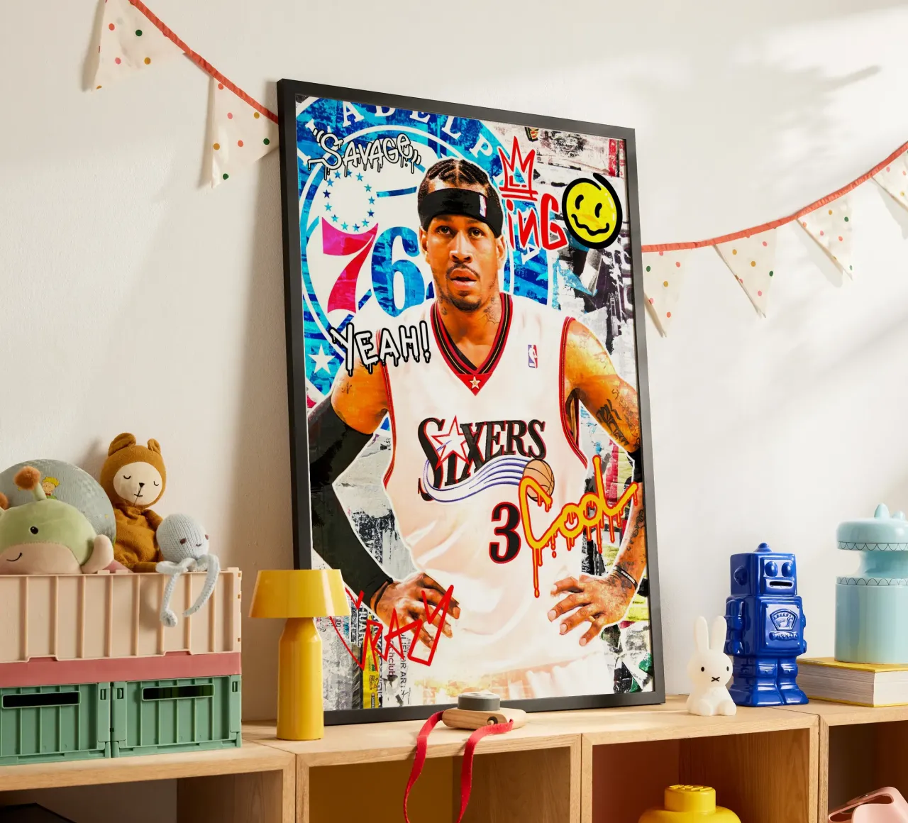 Allen Iverson Philadelphia Sixers 2 poster con telaio in legno da tenten