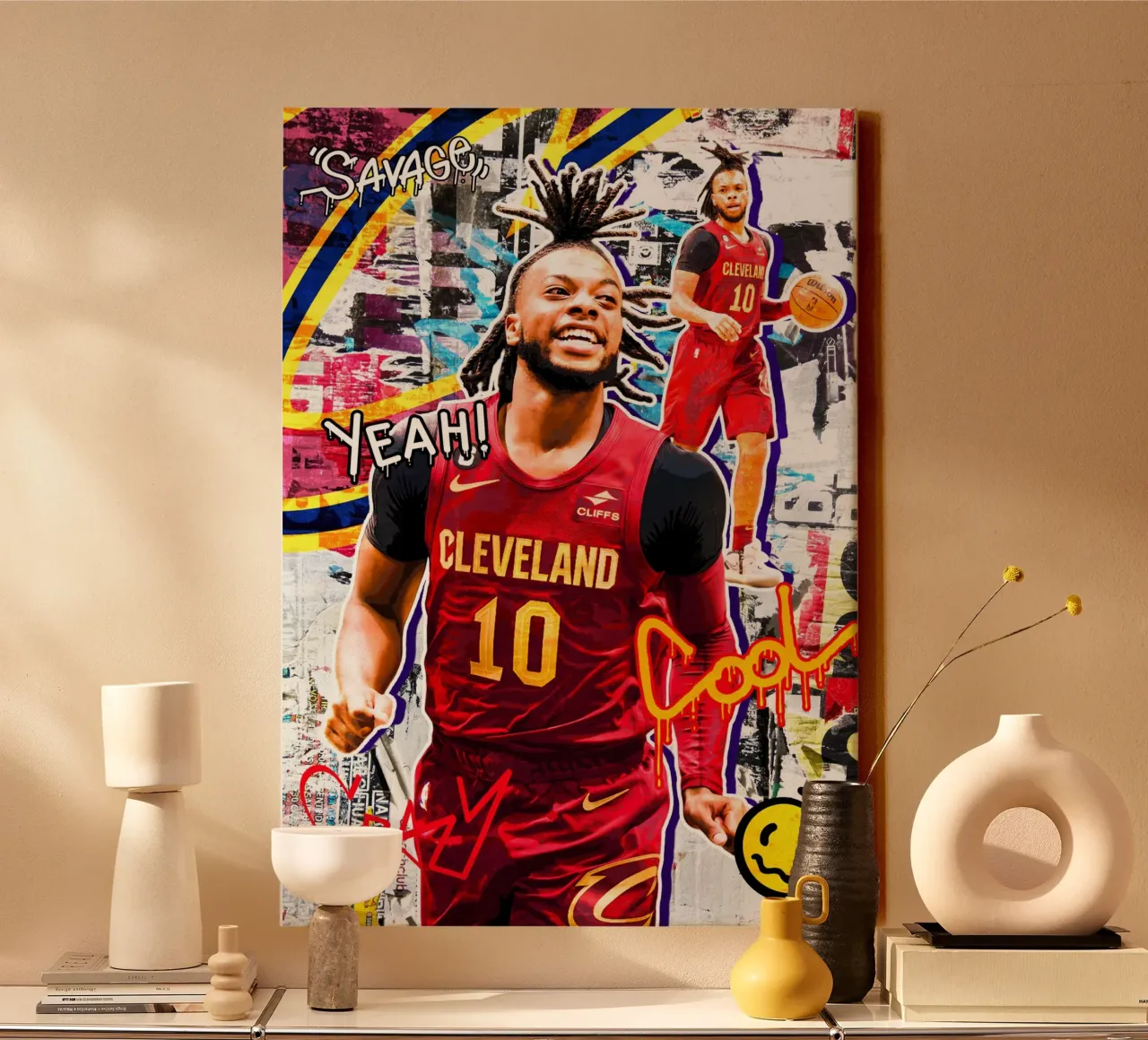 Darius Garland Cleveland Cavaliers 1 canvas met Baklijst van tenten