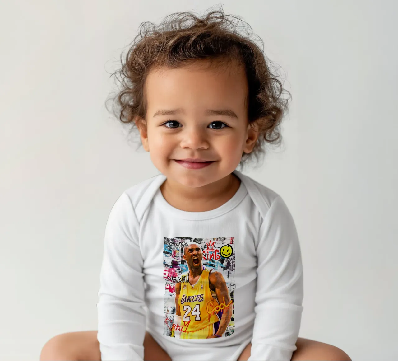 Kobe Bryant LA Lakers long-sleeve baby romper by tenten