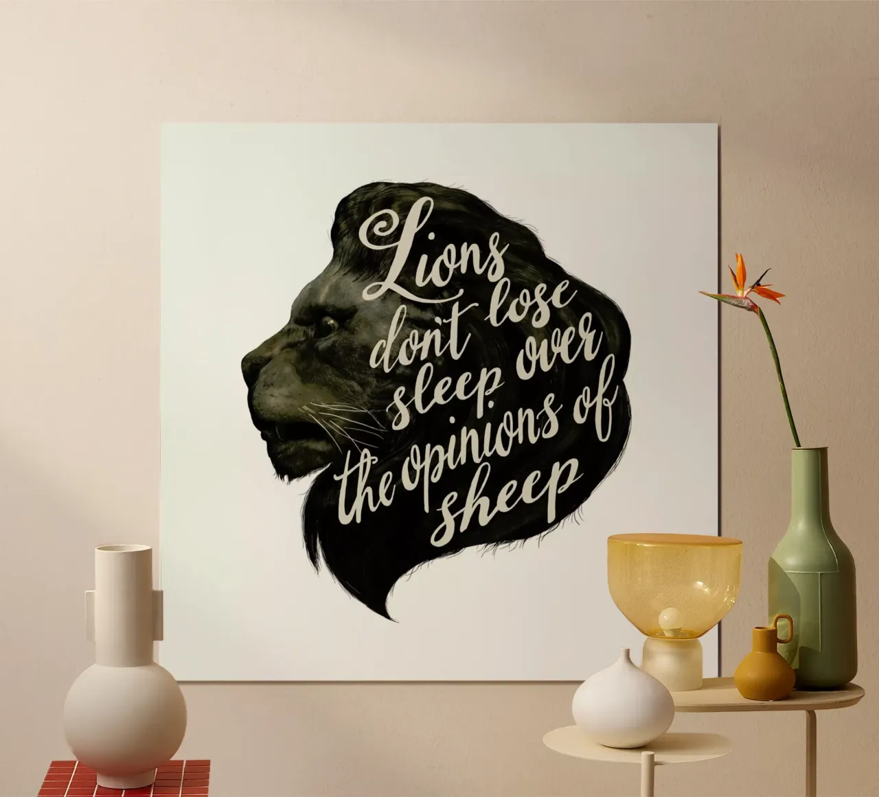 Lions poster con telaio in alluminio da Laura Graves