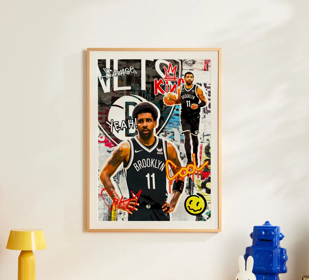 Kyrie Irving Brooklyn Nets 2 poster con telaio in legno da tenten