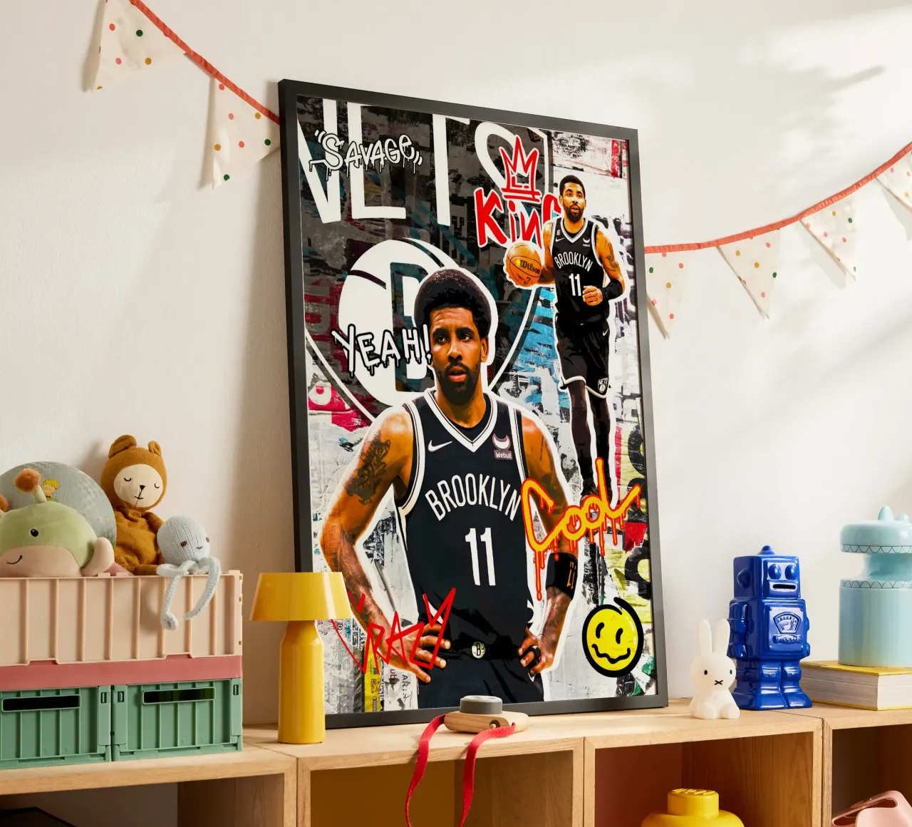 Kyrie Irving Brooklyn Nets 2 poster con telaio in legno da tenten