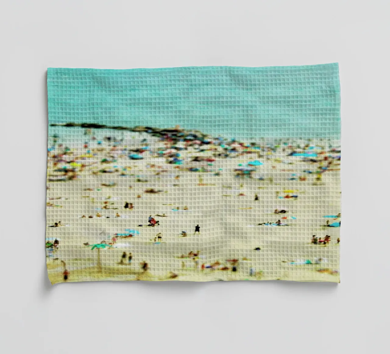 Coney Island Beach tea towel by Mina Teslaru