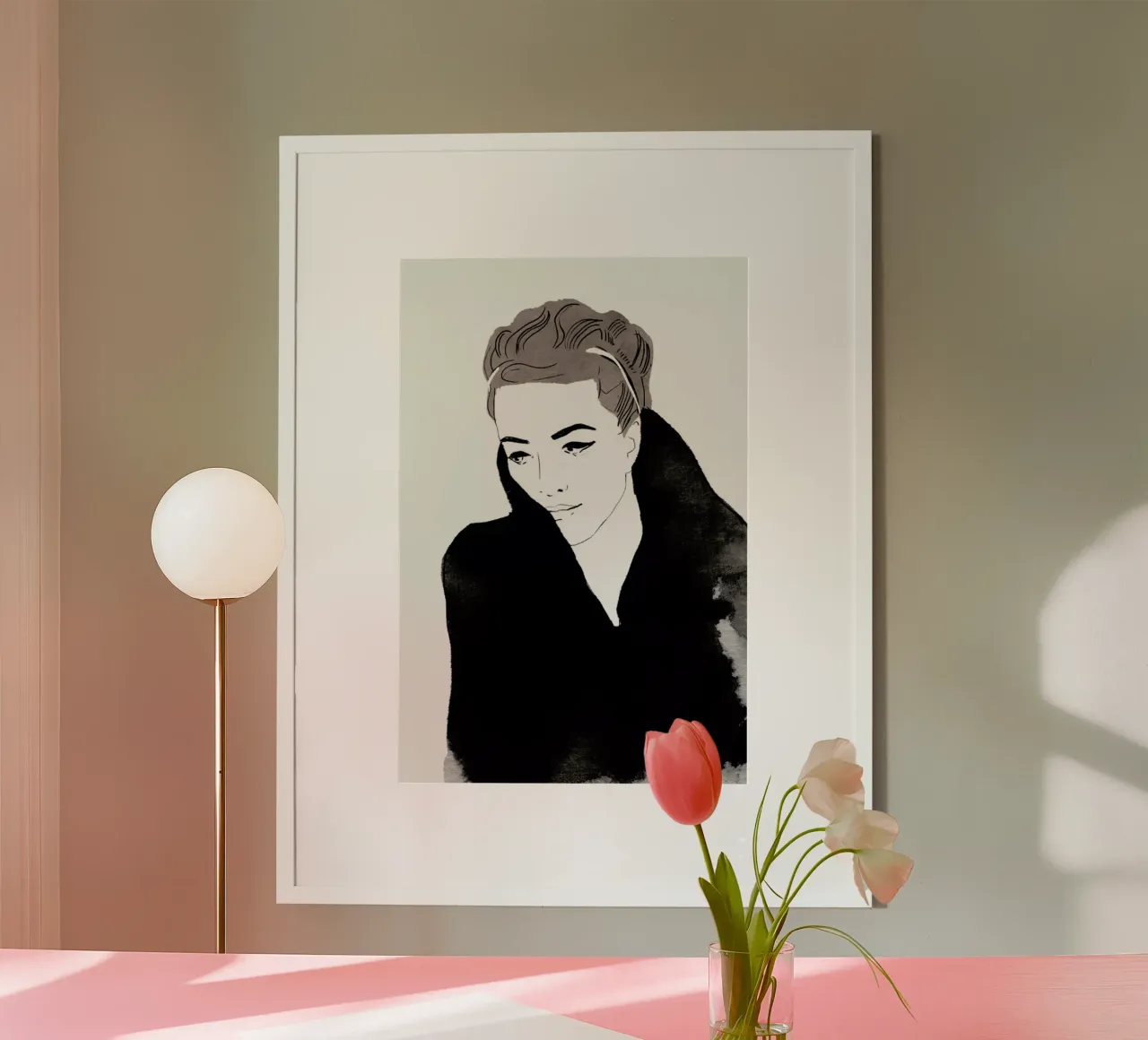 Lady In Black poster con telaio in legno da Niina Pechkovskaya