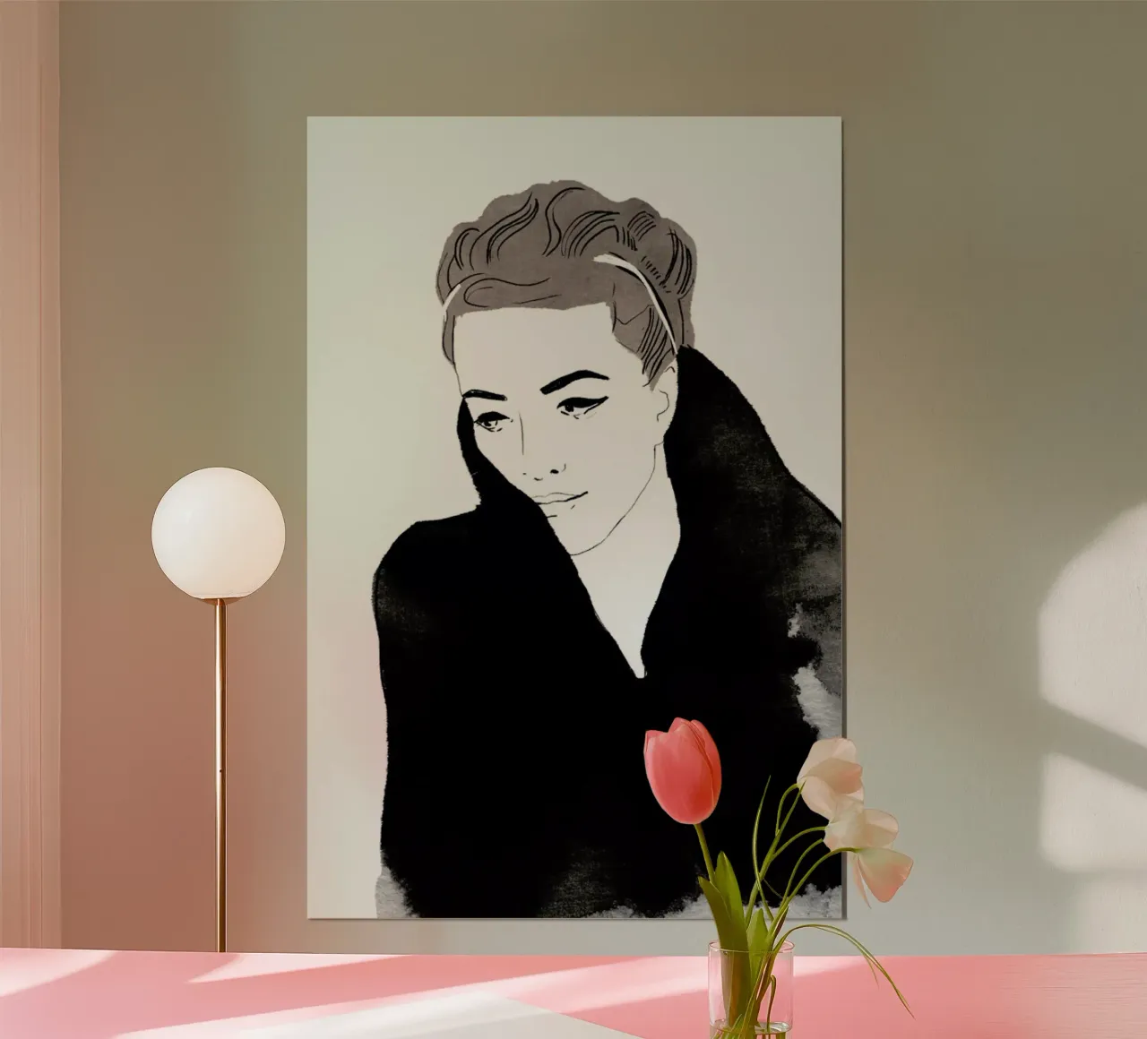 Lady In Black poster con telaio in legno da Niina Pechkovskaya