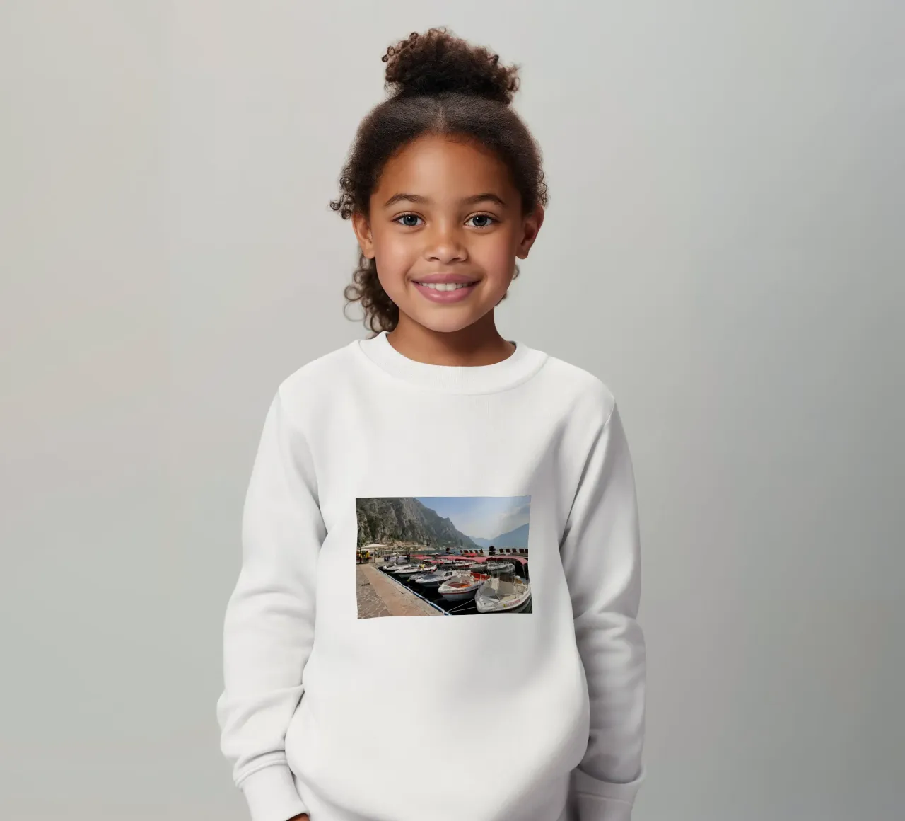 The harbour of Limone on Lake Garda kids sweatshirt by Alexandra Joseph Fotomomente