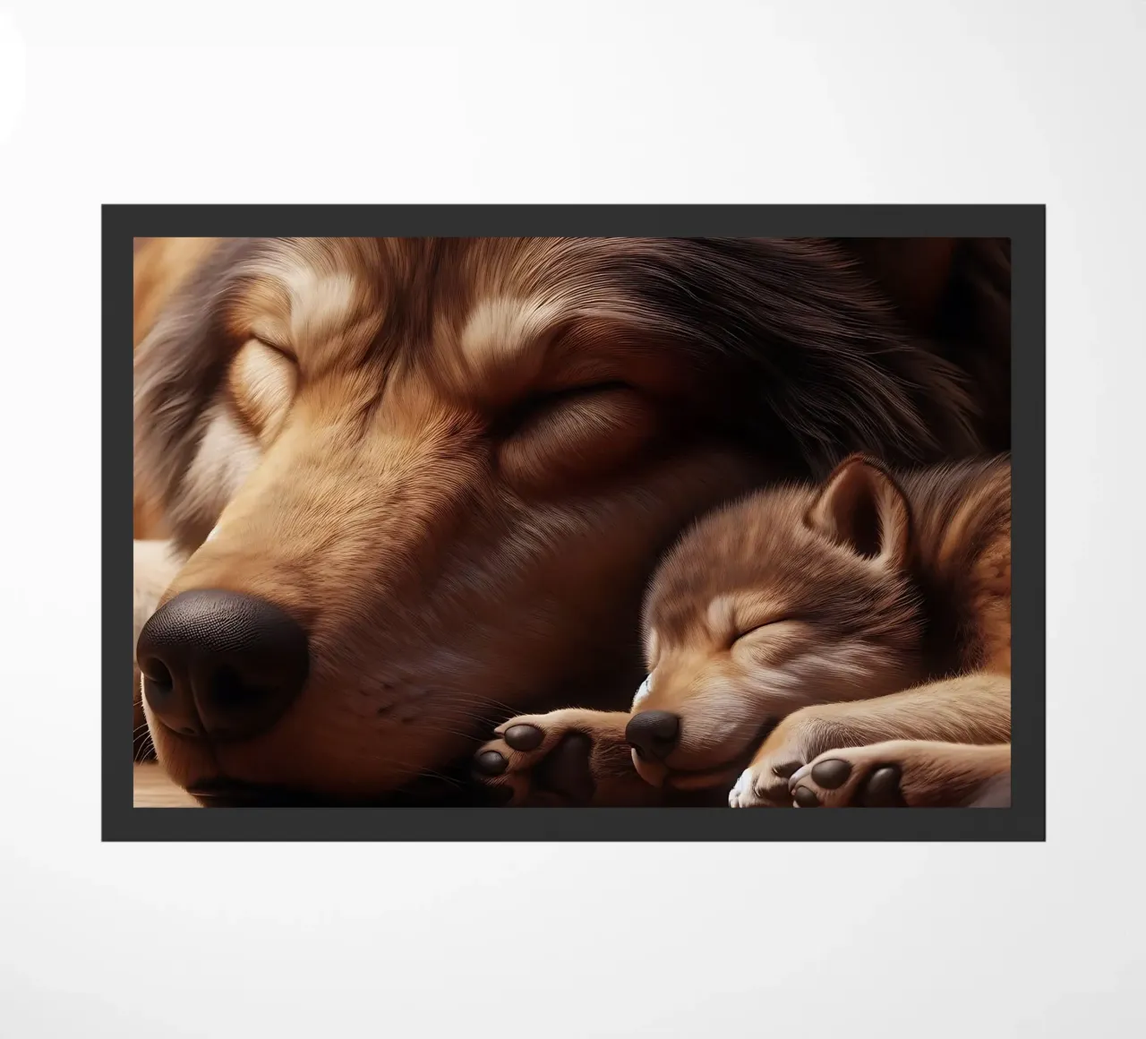 sleeping wolves doormat by hunde-katzen-tiere