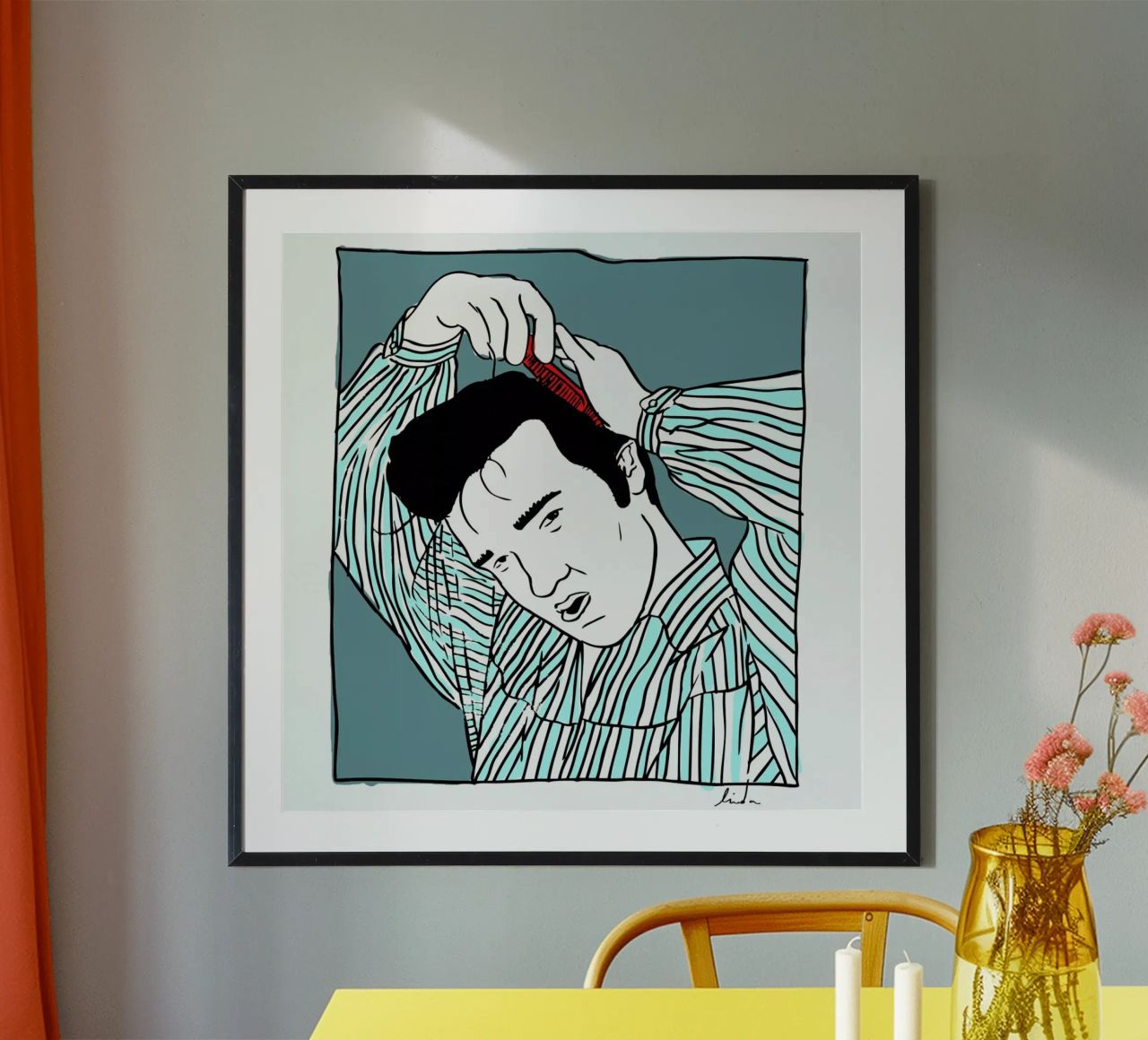 Elvis Blue poster by Linda van Bruggen