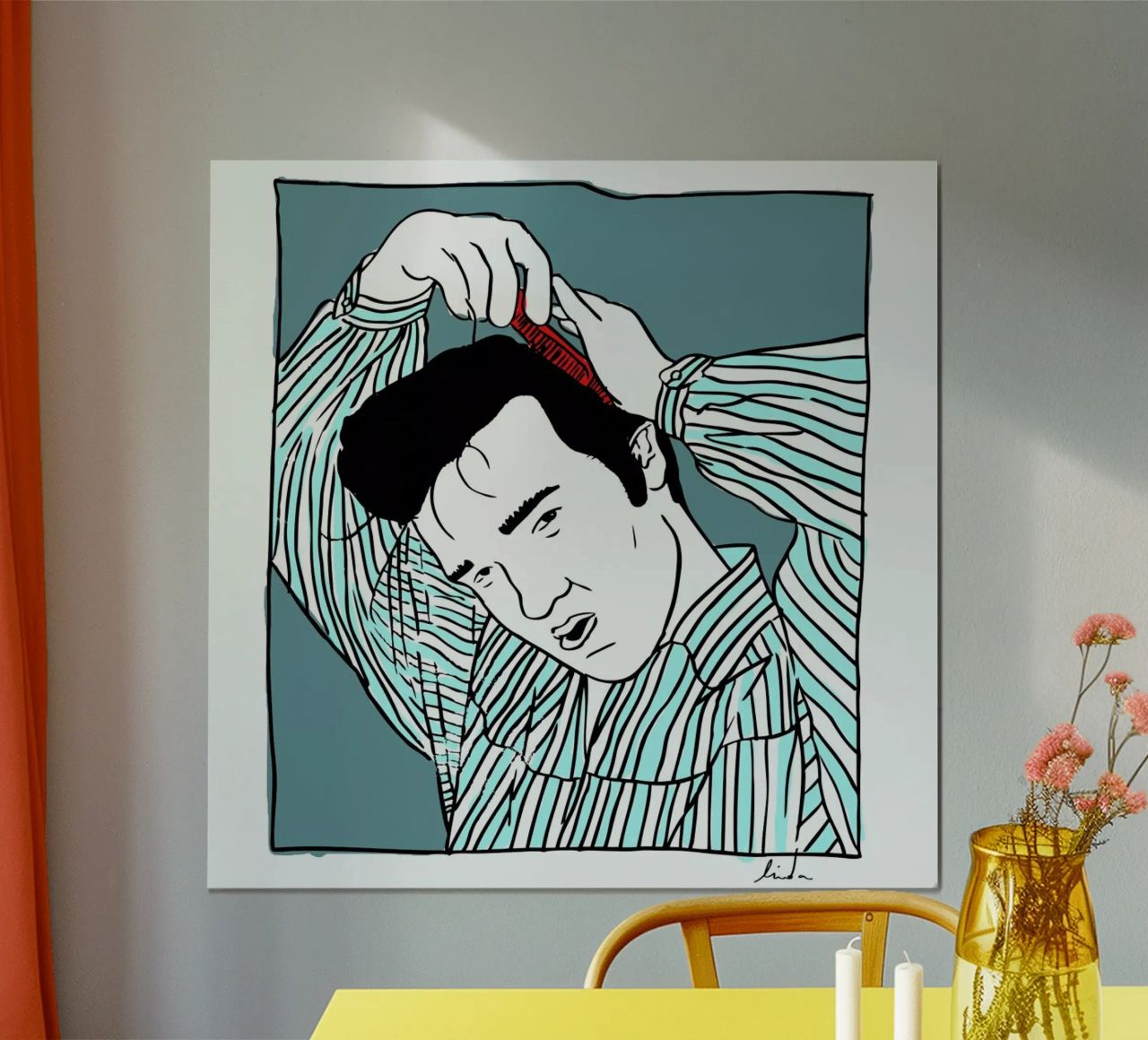Elvis Blue poster by Linda van Bruggen