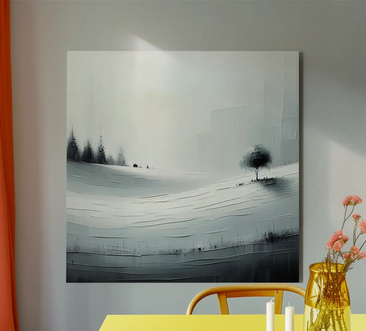 Paesaggio innevato con albero alluminio dibond da nomad