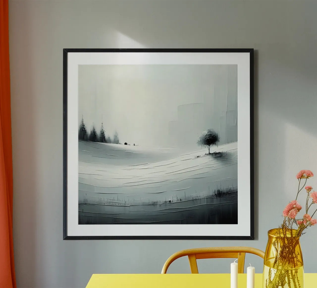 Paesaggio innevato con albero carta hahnemühle da nomad