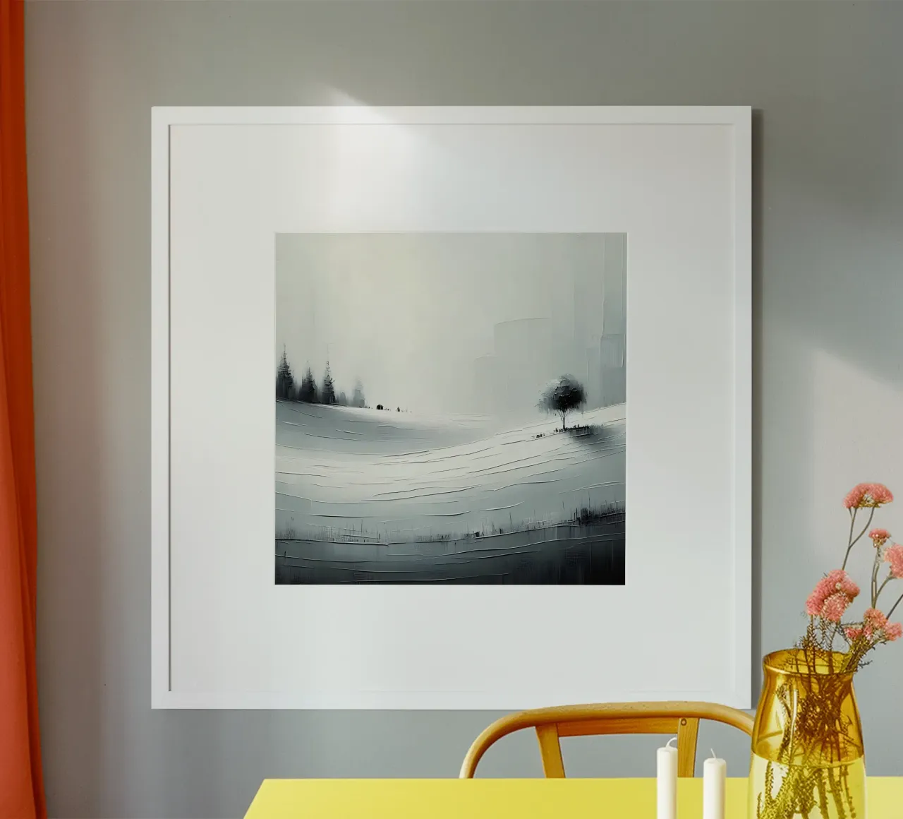 Paesaggio innevato con albero carta hahnemühle da nomad