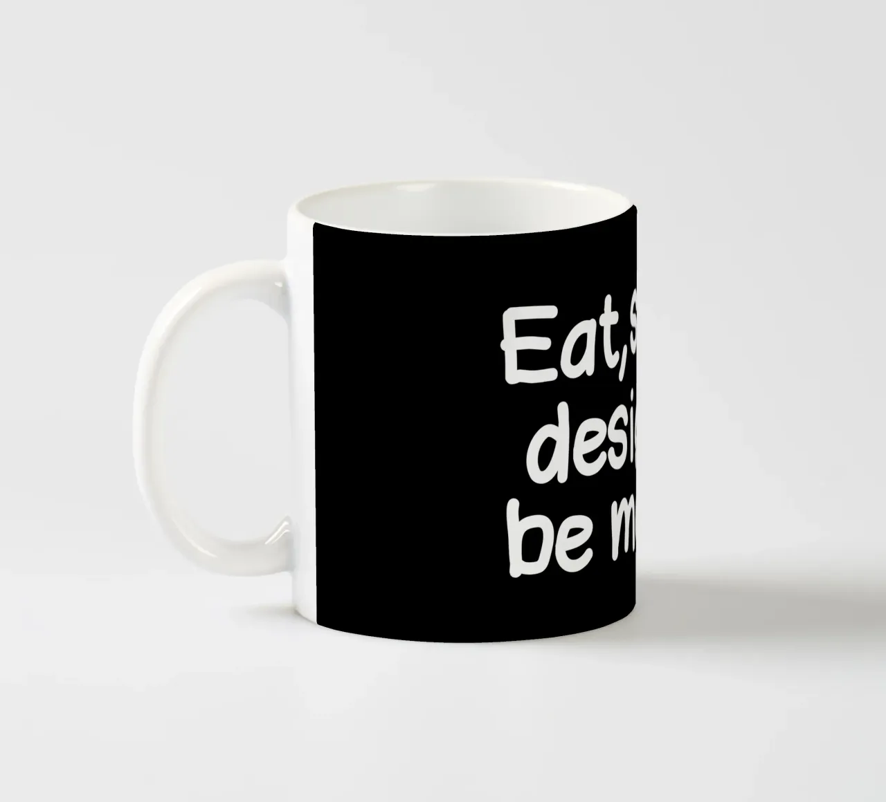 Eat, sleep, design and be merry tazza in ceramica da happieeagle