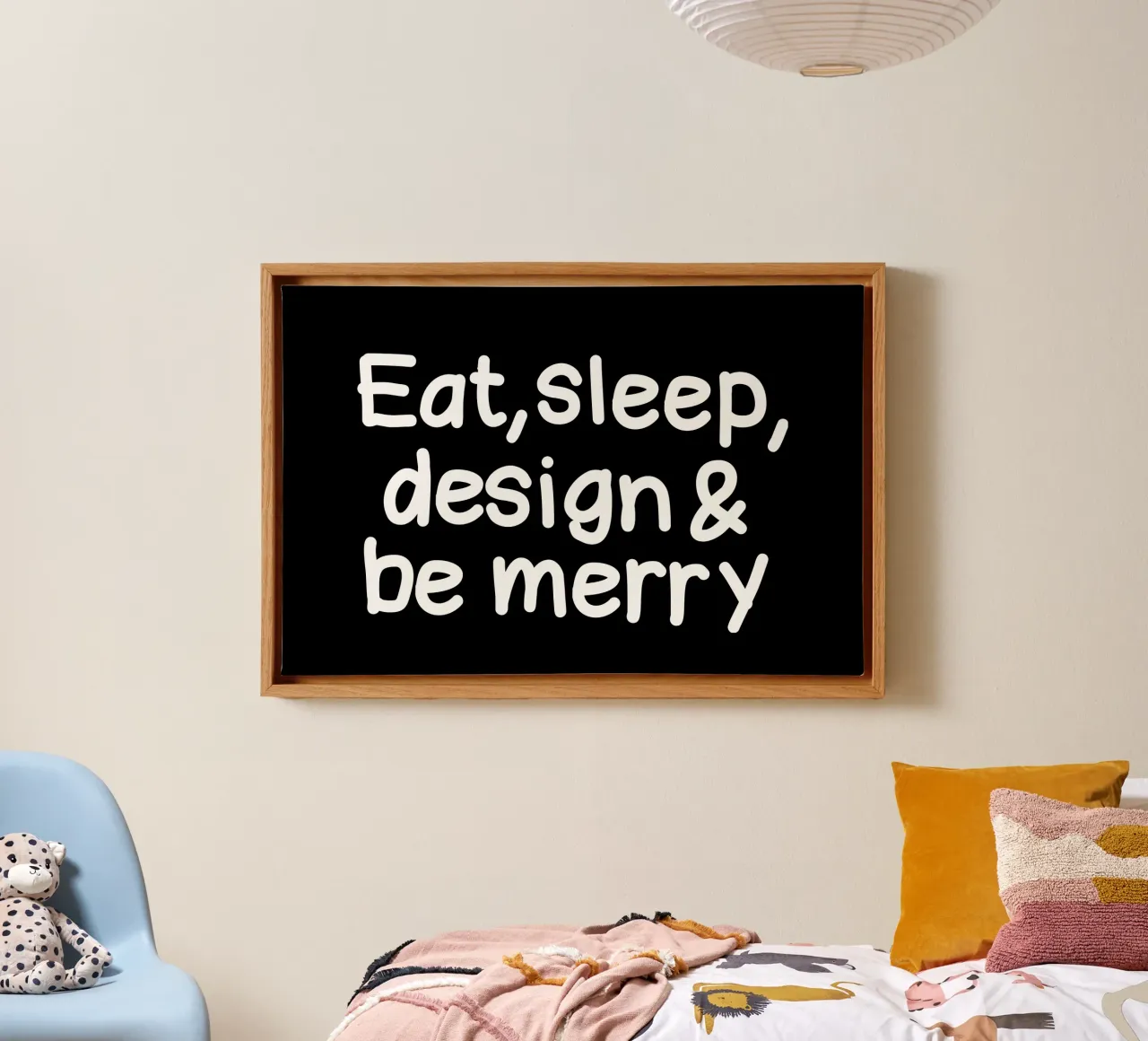 Eat, sleep, design and be merry tela con Cornice a cassetta da happieeagle