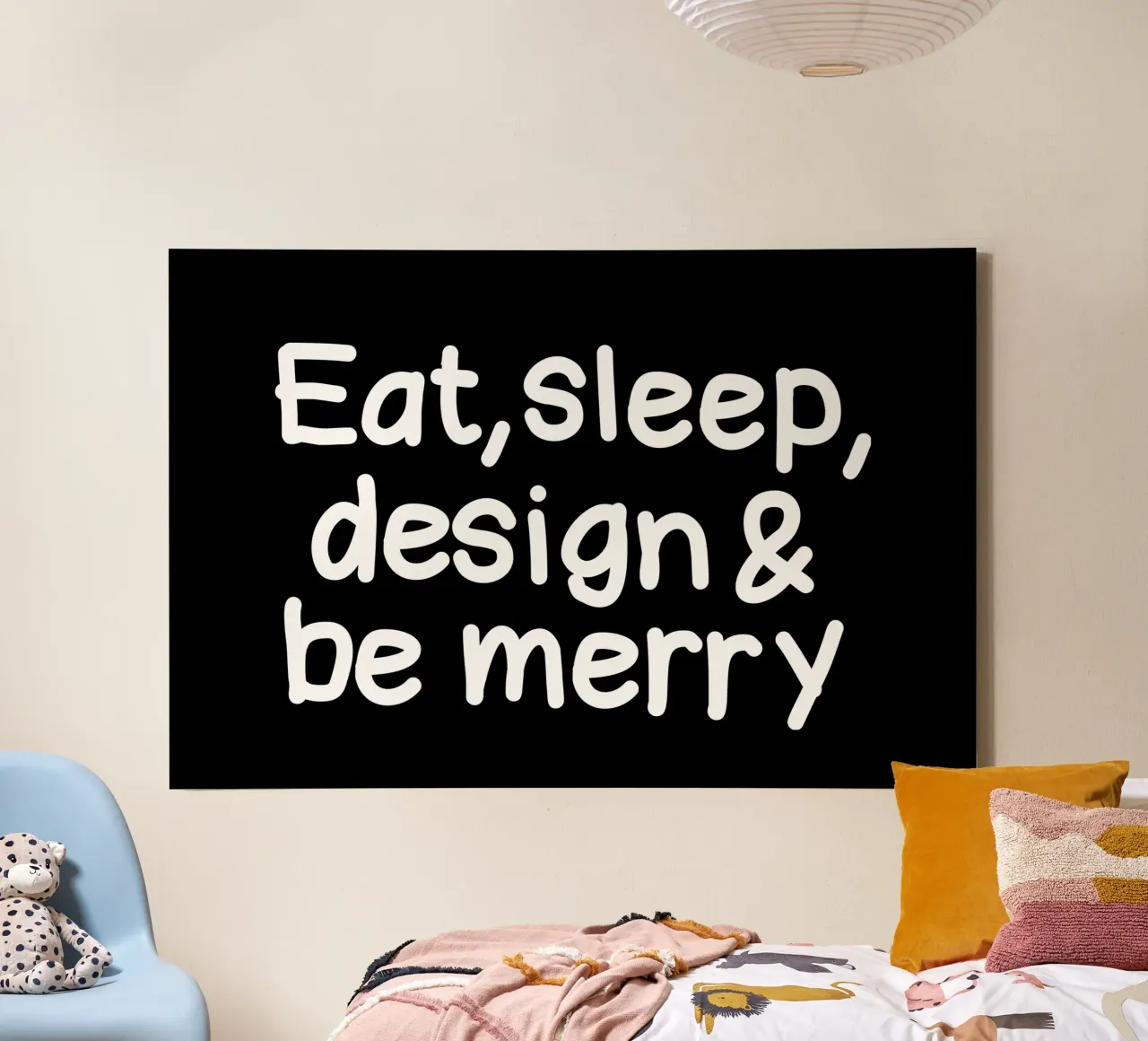 Eat, sleep, design and be merry tela con Cornice a cassetta da happieeagle