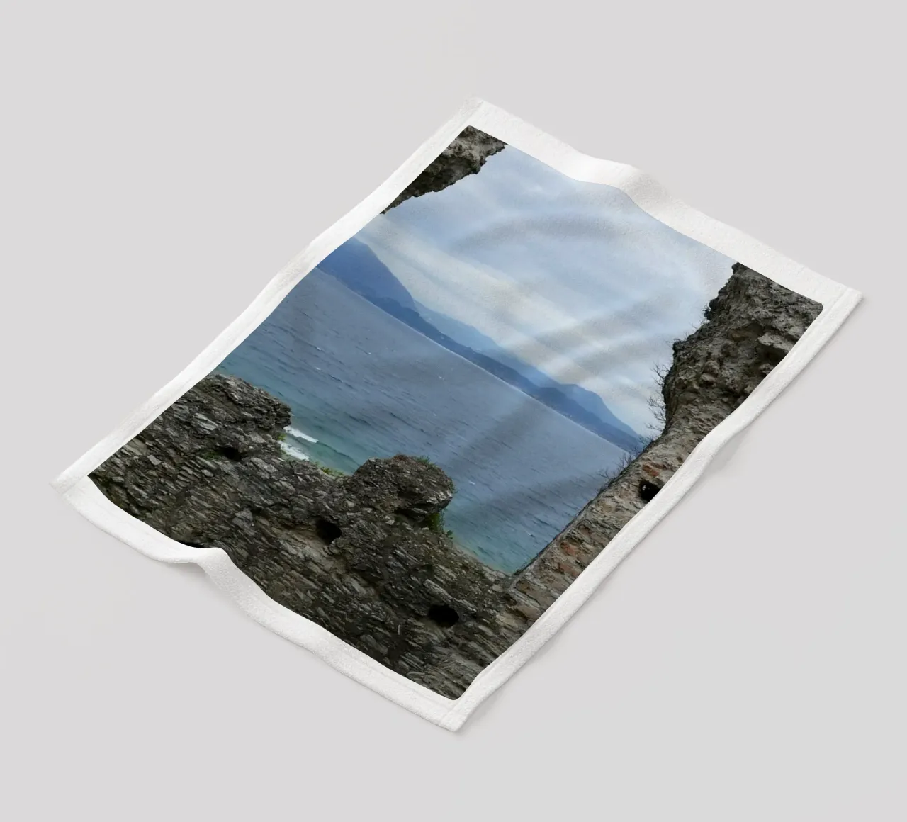 Sirmione on Lake Garda fleece blanket by Alexandra Joseph Fotomomente