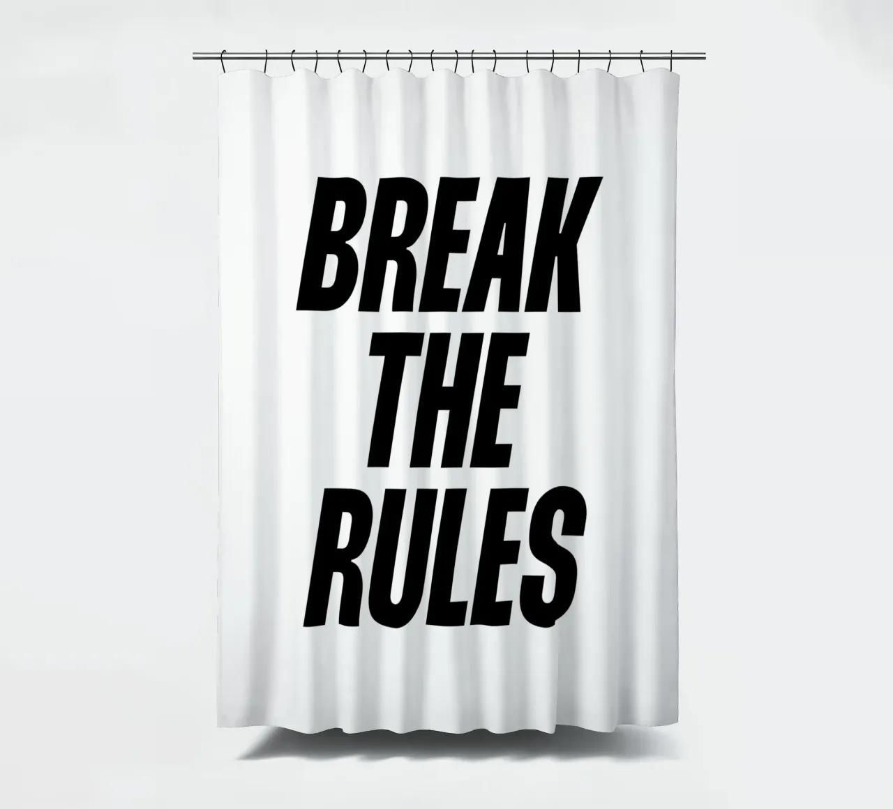 Break the rules quote shower curtain by Paigaam Studio