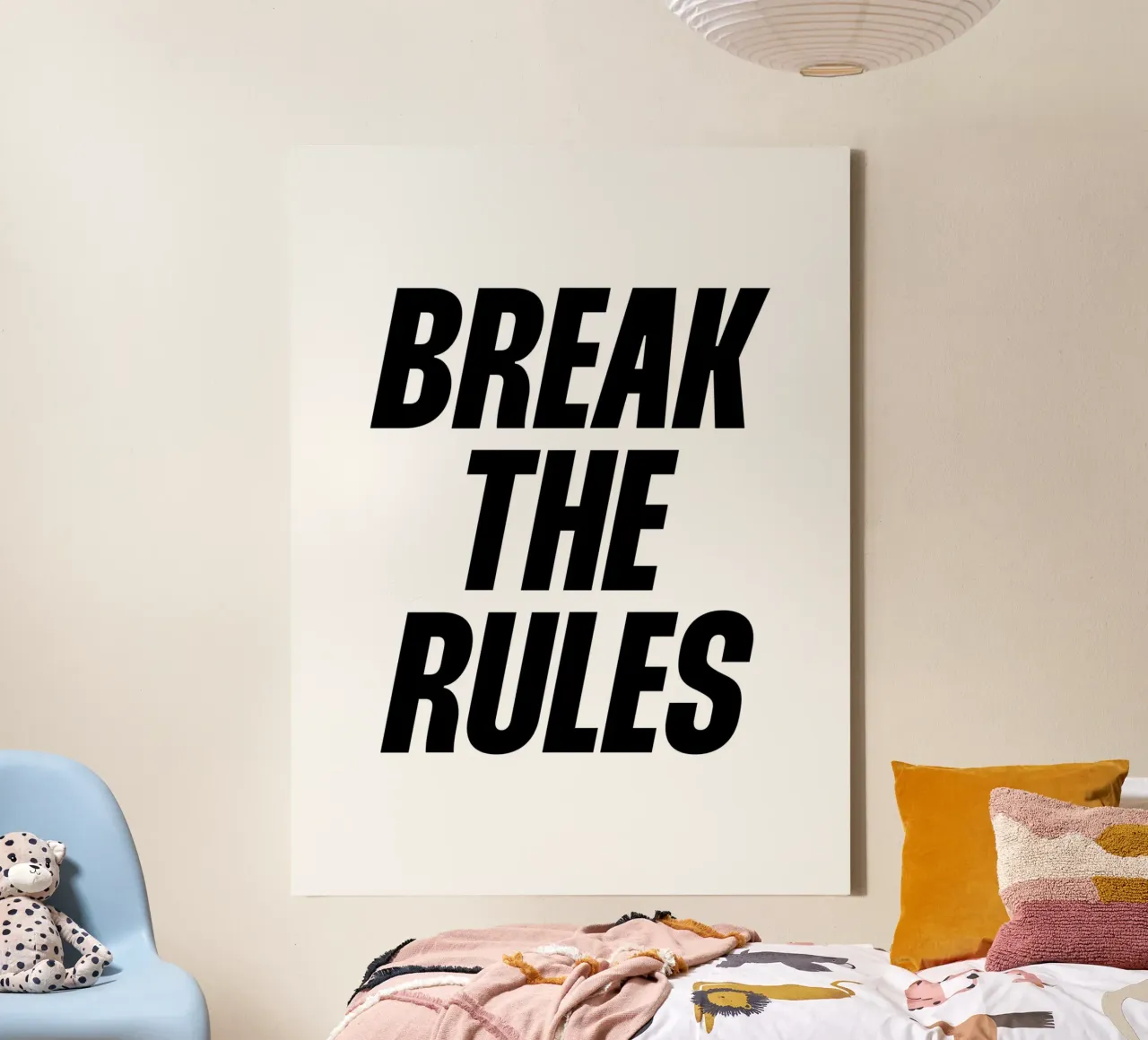 Break the rules quote canvas by Paigaam Studio