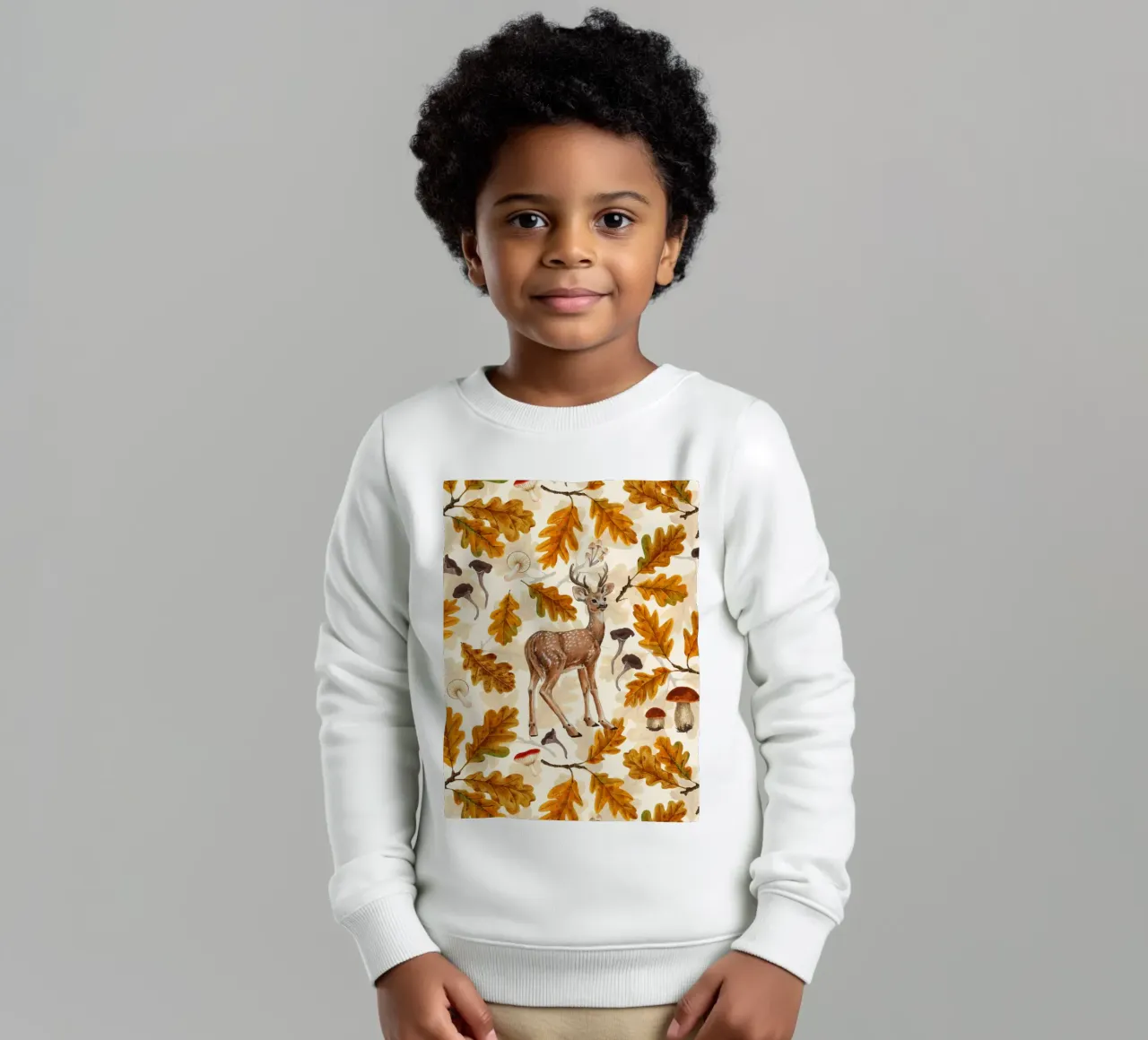 Ciervos en el bosque otoñal sudadera para niño de Painted Nature