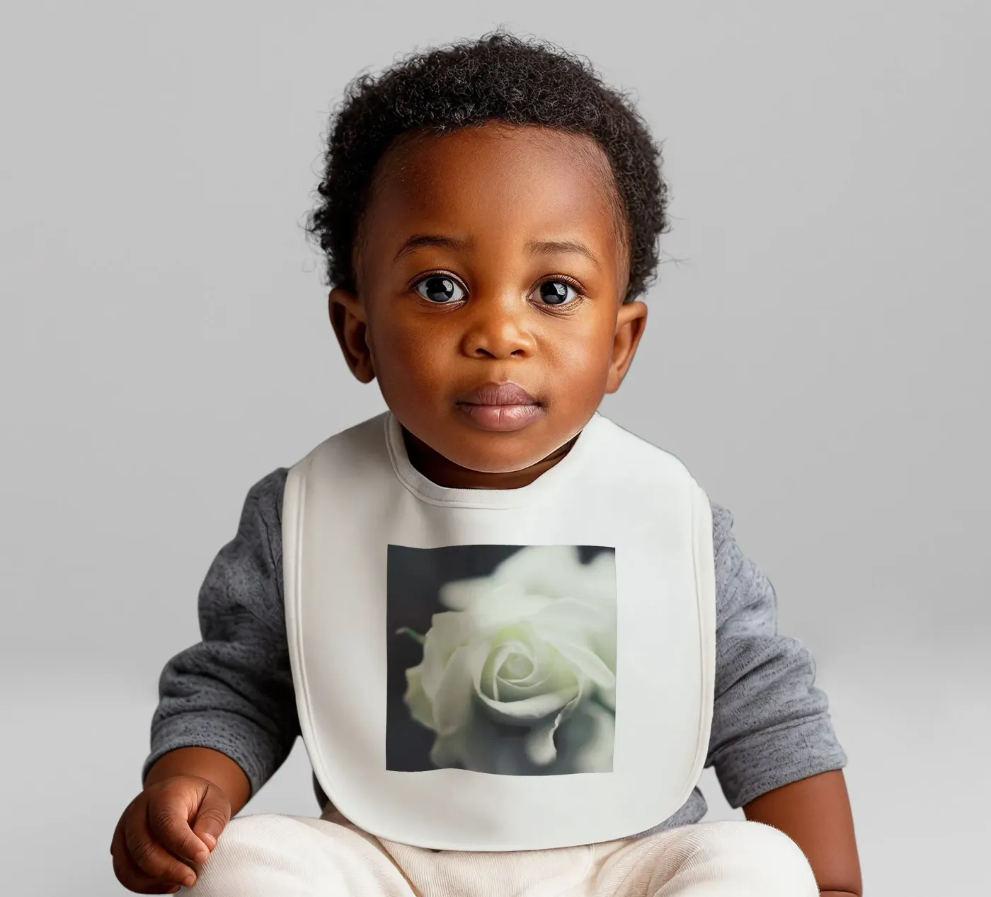 Ivory baby bib by Ingrid Beddoes