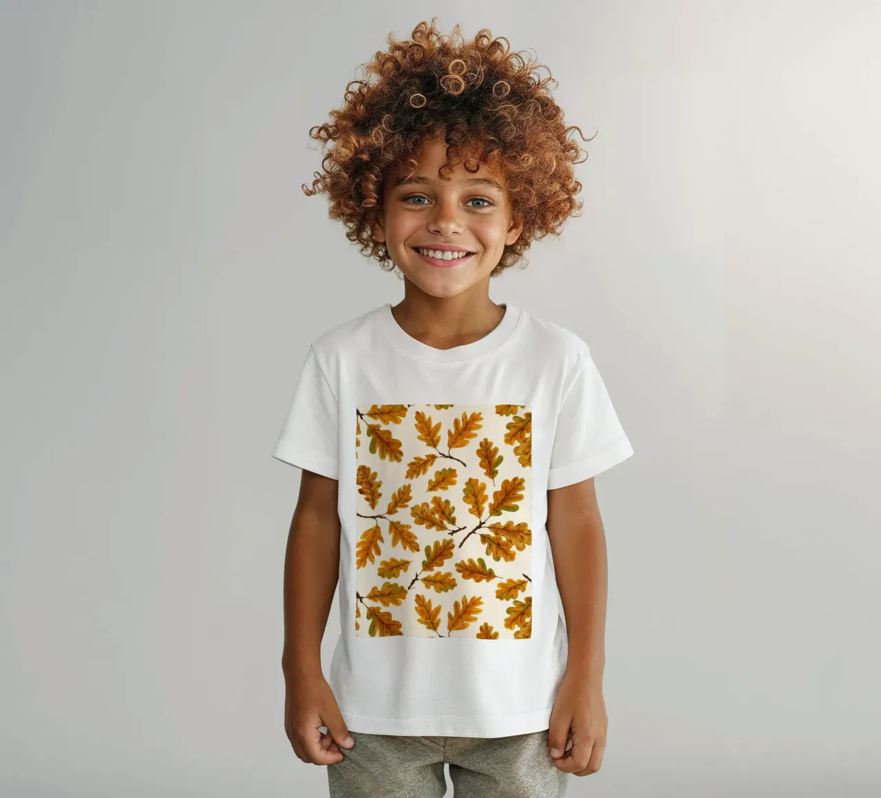 Autumnal oak leaves kids t-shirt by Painted Nature