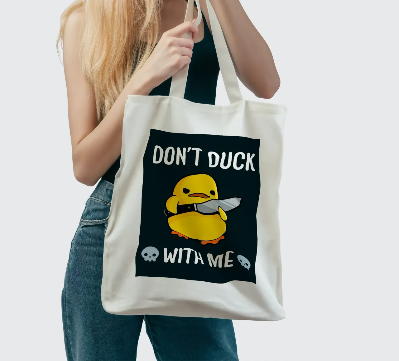 Don't Duck With Me borsa in juta da Nando Art