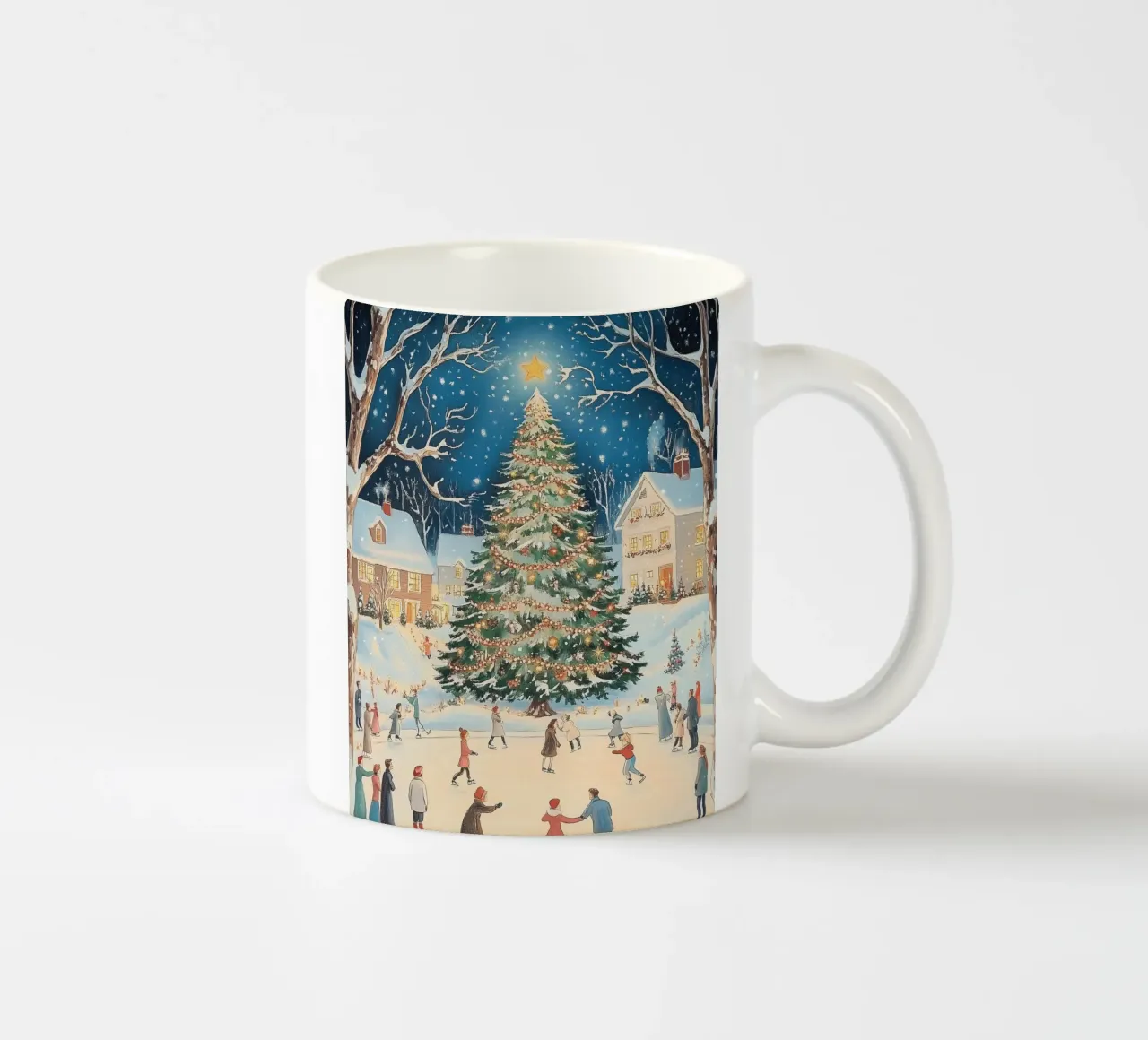 Pattinaggio invernale di Natale tazza in ceramica da Melloi Art Print