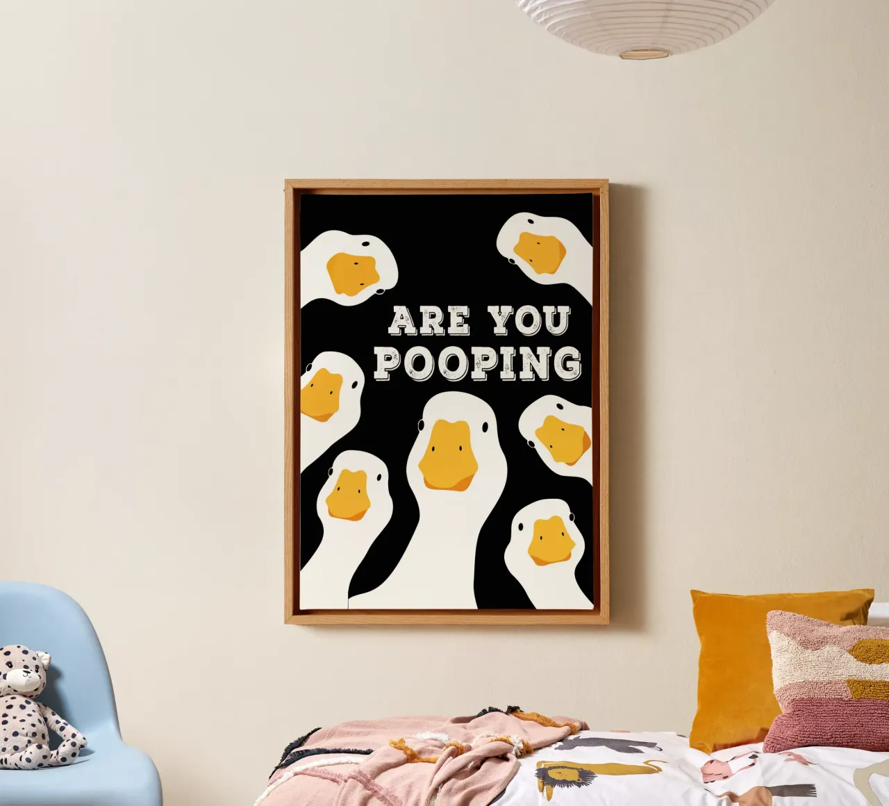Are You Pooping canvas with Floater frame by Nando Art