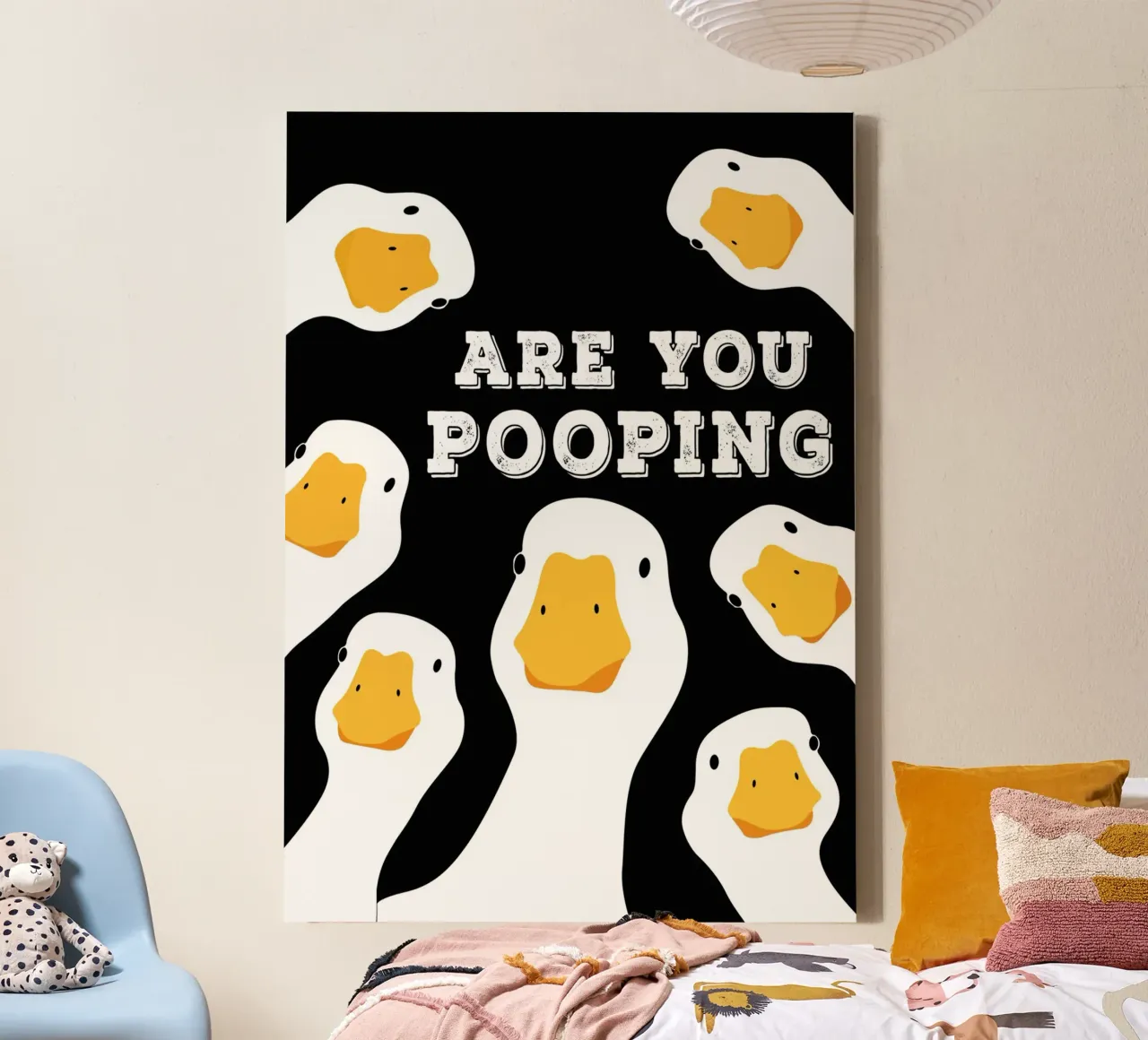 Are You Pooping canvas with Floater frame by Nando Art