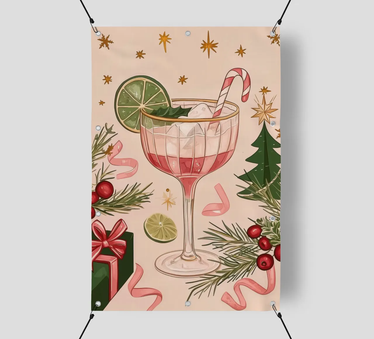 Illustrazione di cocktail festivi telo in pvc da Melloi Art Print
