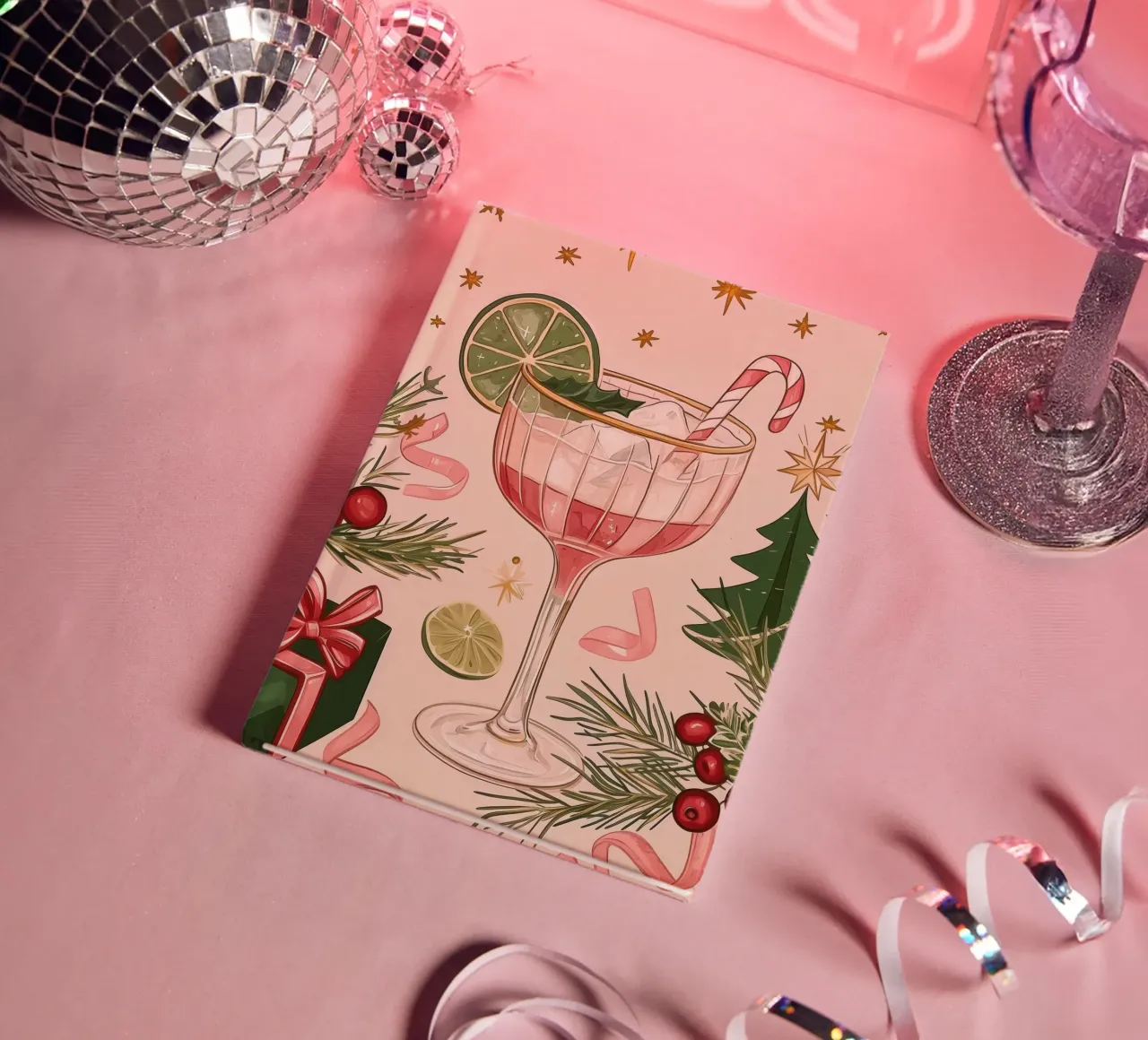 Festive Cocktail Illustration notebook by Melloi Art Print