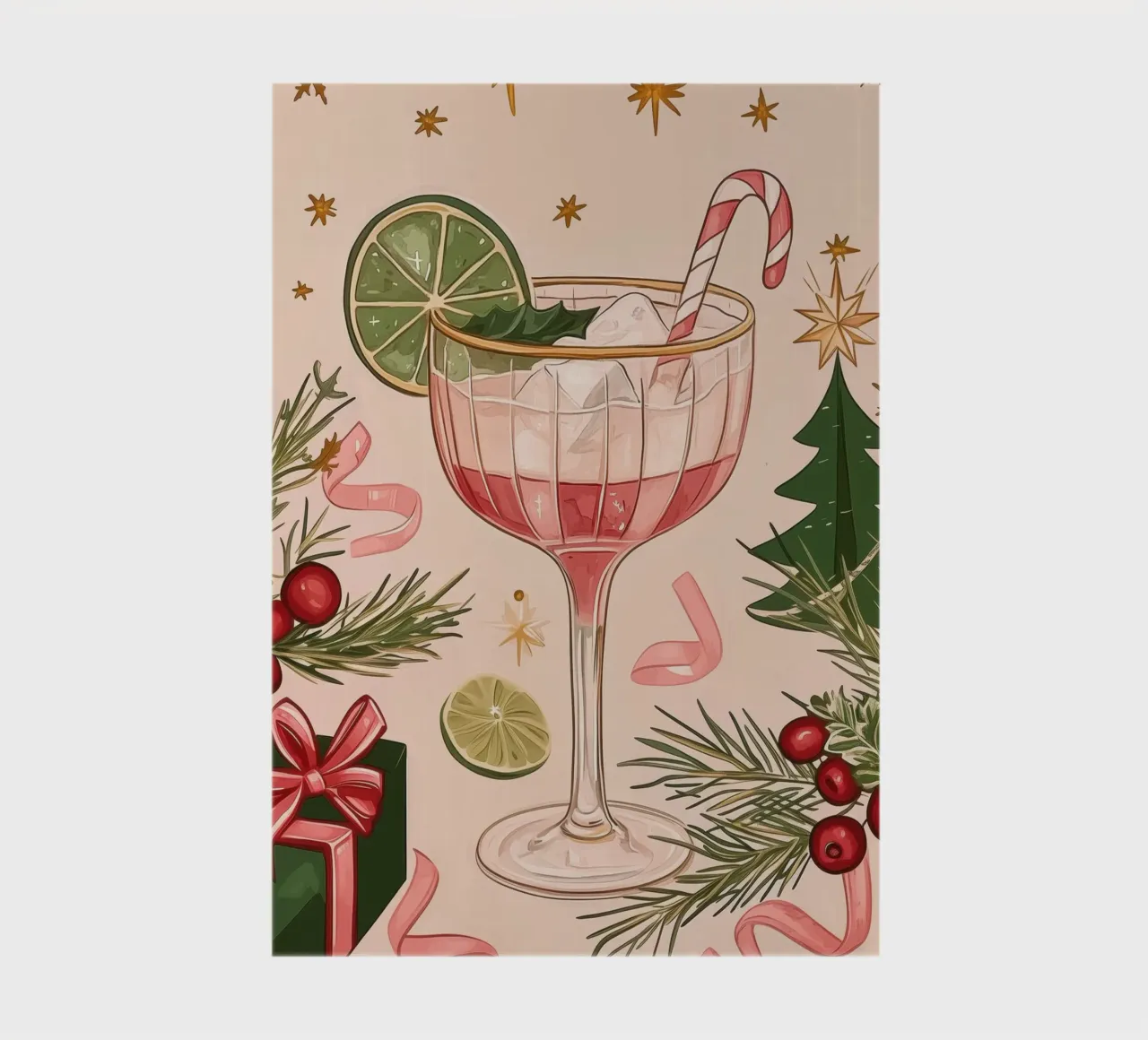 Festive Cocktail Illustration notebook by Melloi Art Print