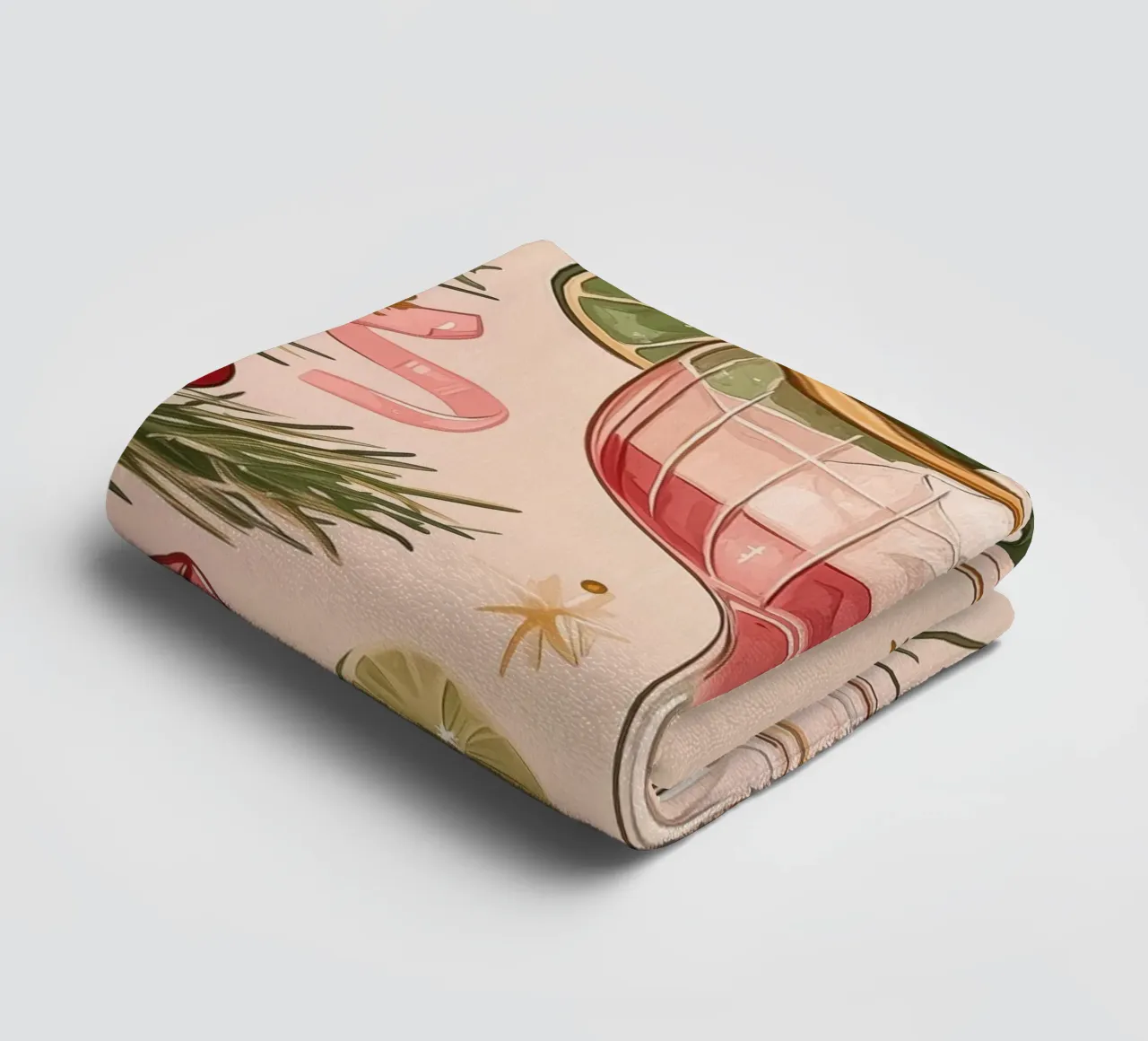 Festive Cocktail Illustration towel by Melloi Art Print