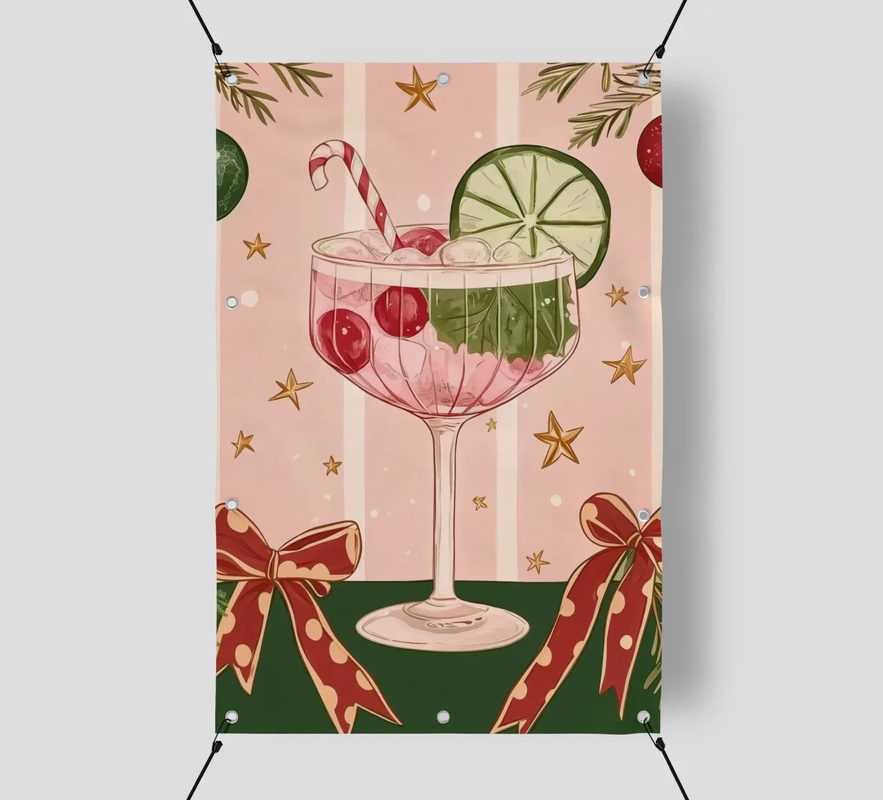 Cocktail rosa di Natale telo in pvc da Melloi Art Print