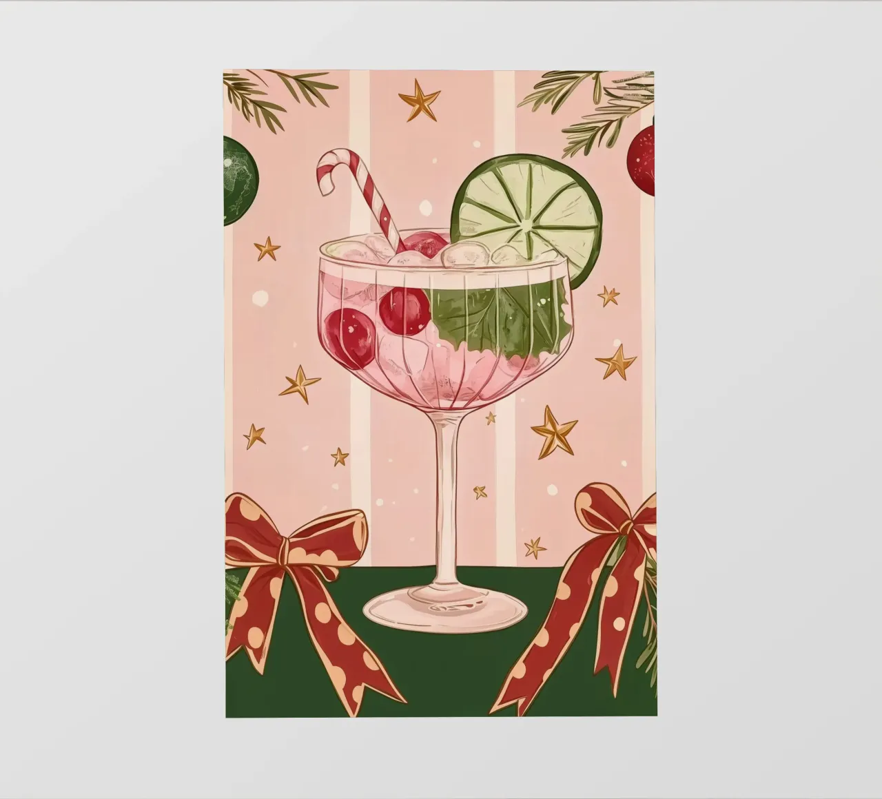 Cocktail rosa di Natale telo in pvc da Melloi Art Print