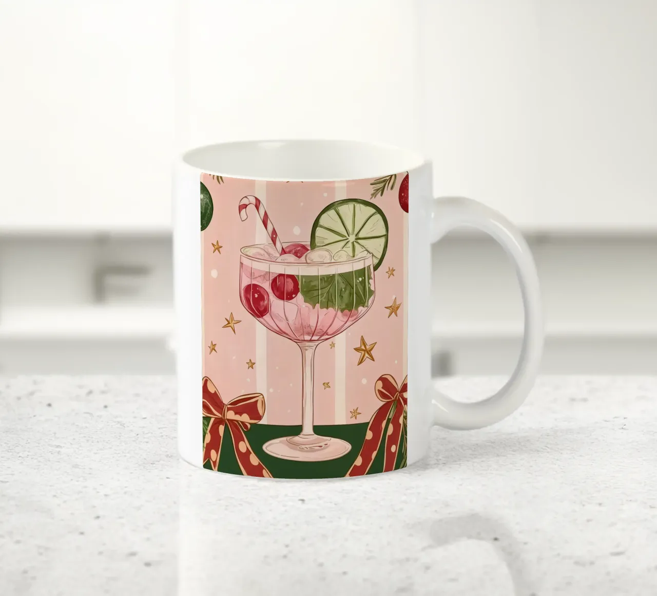 Cocktail rosa di Natale tazza in ceramica da Melloi Art Print