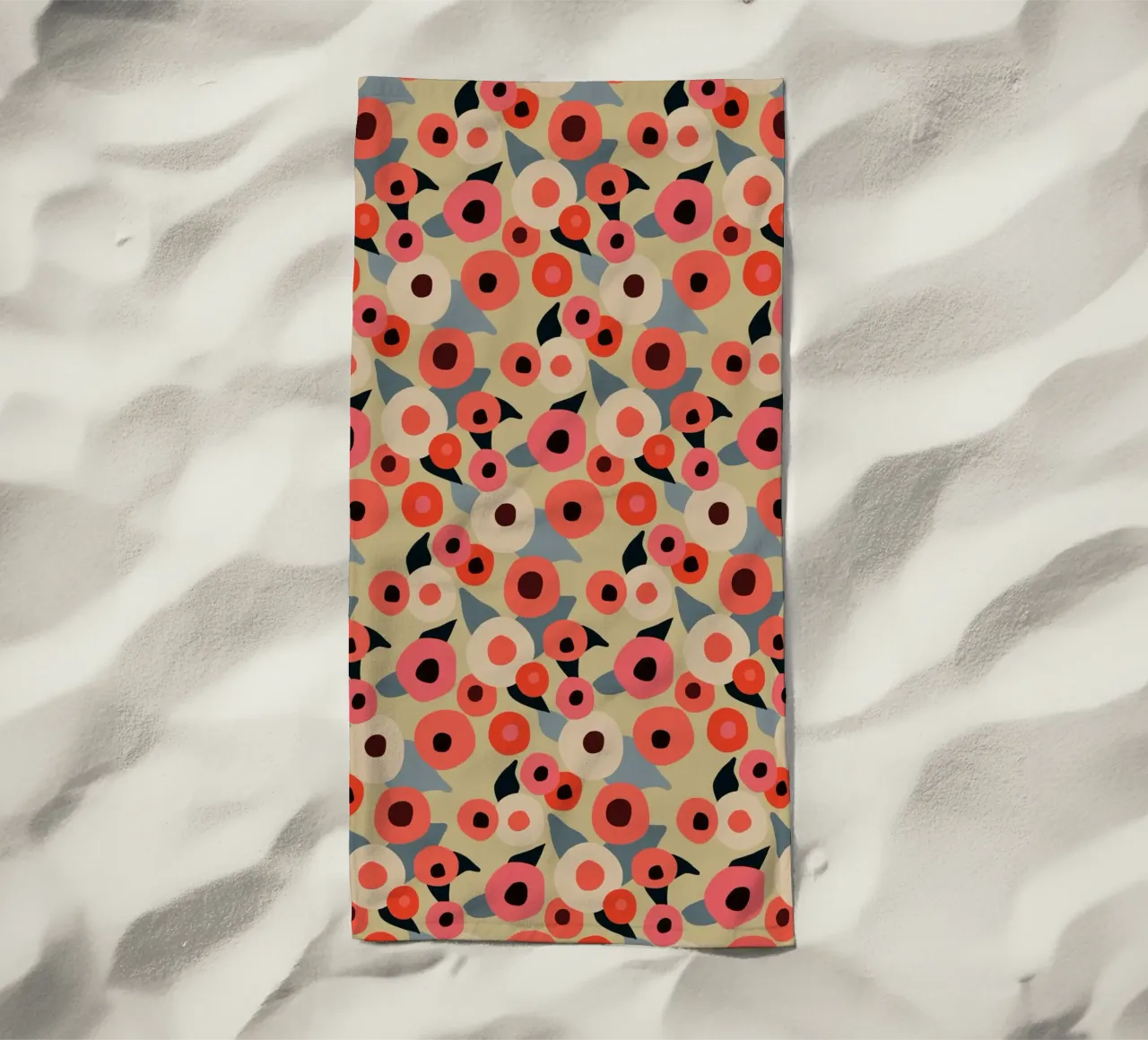 Vintage floral pattern in red and beige beach towel by Spunk