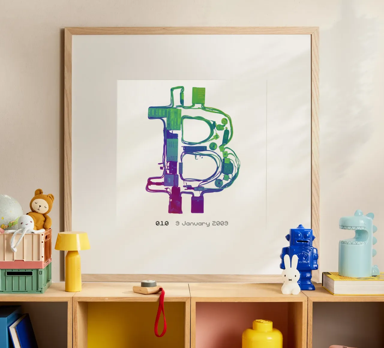 CableGuy_Rianow_XL poster con telaio in legno da Crypto_Jungle