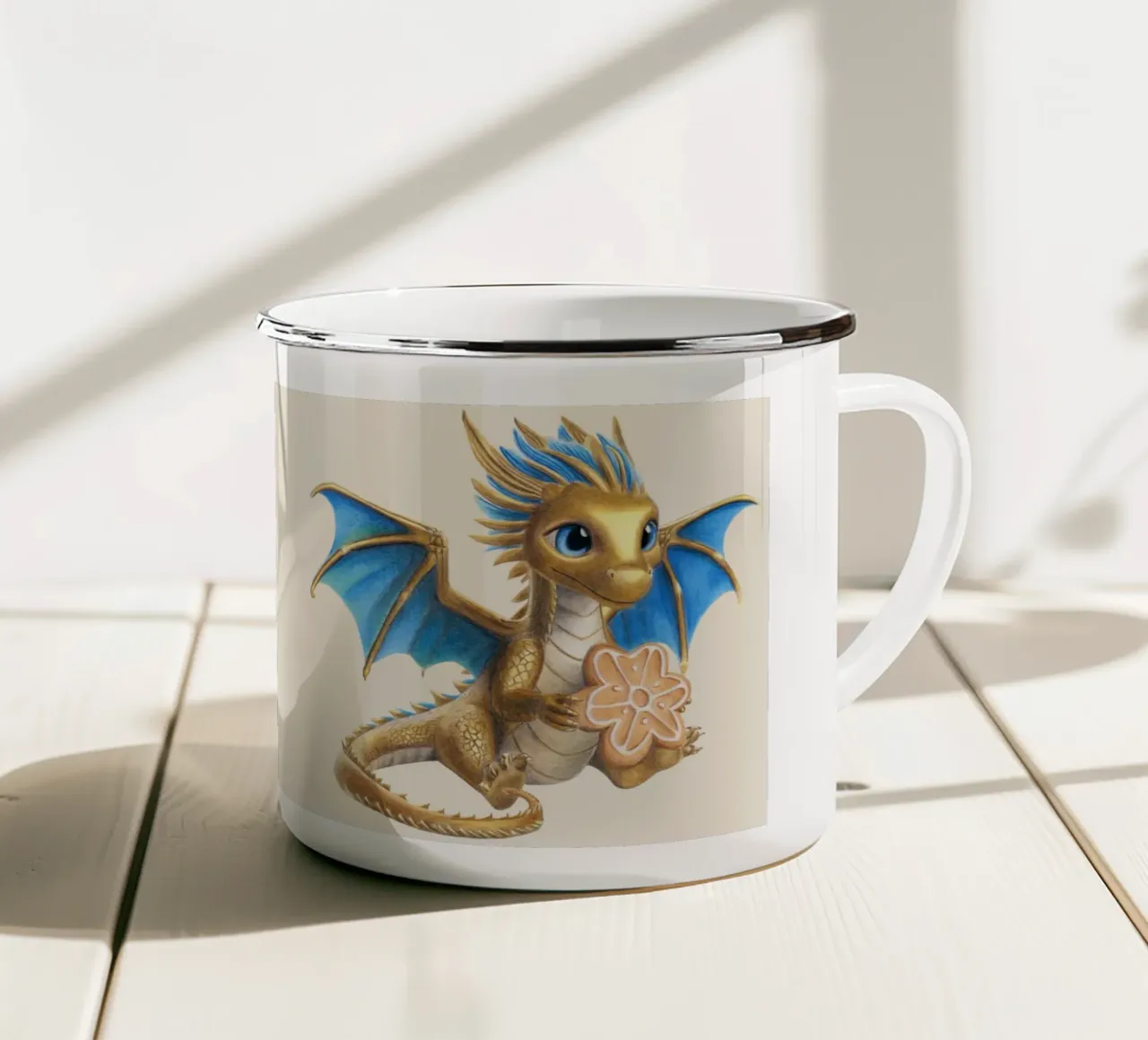 Drago con pan di zenzero tazza in smalto da Graphit und Farbe