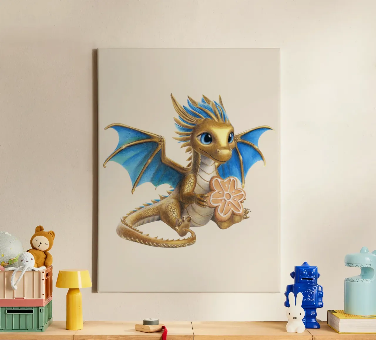 Drago con pan di zenzero tela con Cornice a cassetta da Graphit und Farbe