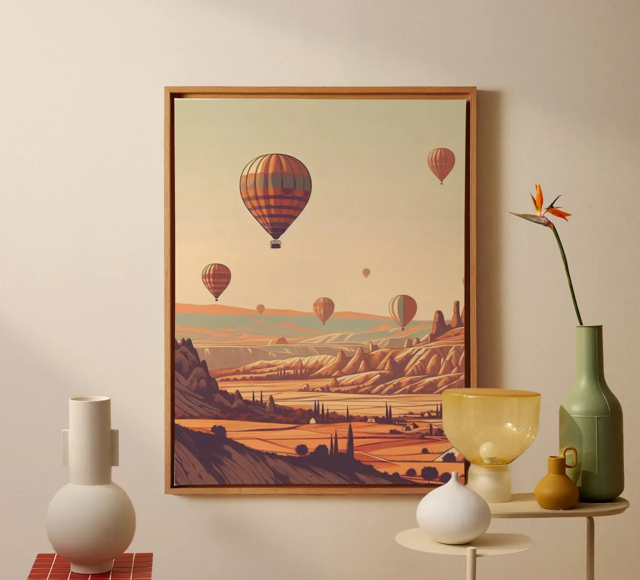 Mongolfiere sulla Cappadocia tela con Cornice a cassetta da Digital Naive